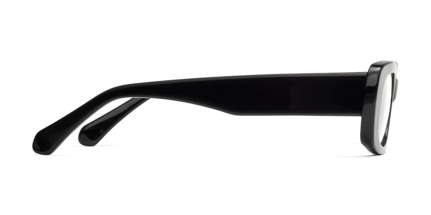 Side of Couch in Black with Clear Reading Eyeglass Lenses