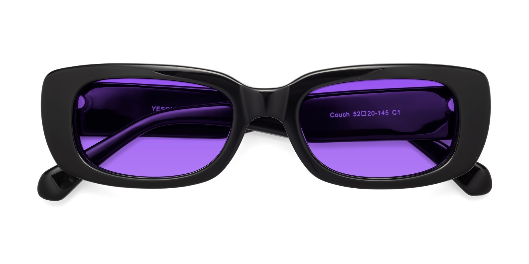 Folded Front of Couch in Black with Purple Tinted Lenses