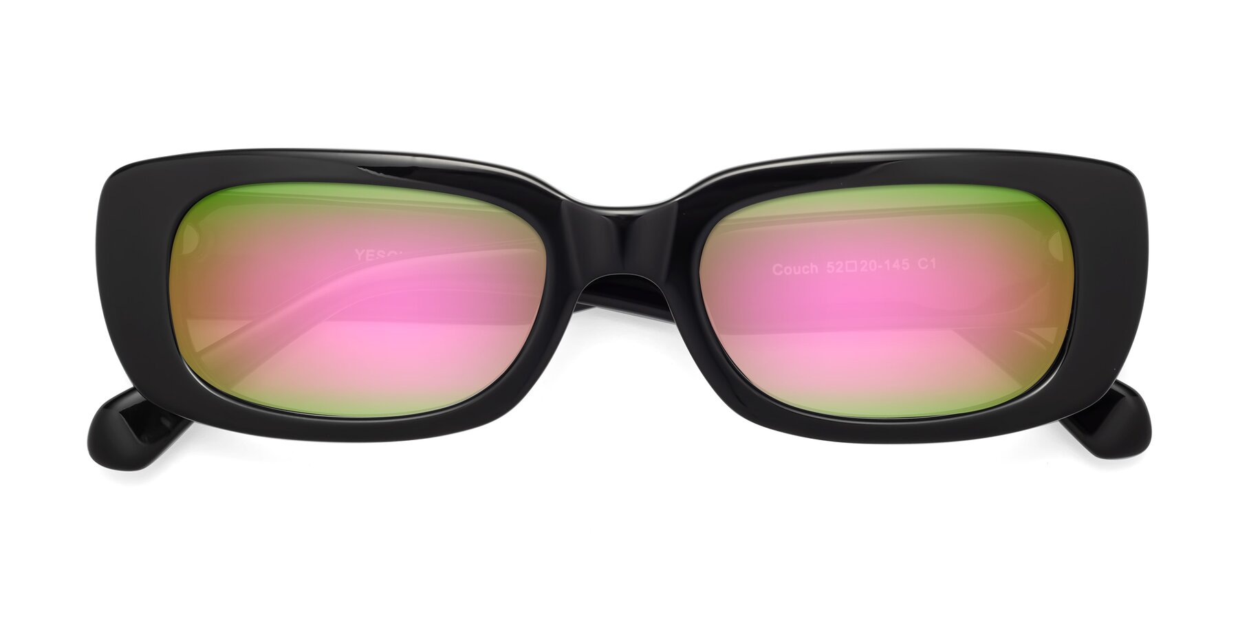 Folded Front of Couch in Black with Pink Mirrored Lenses