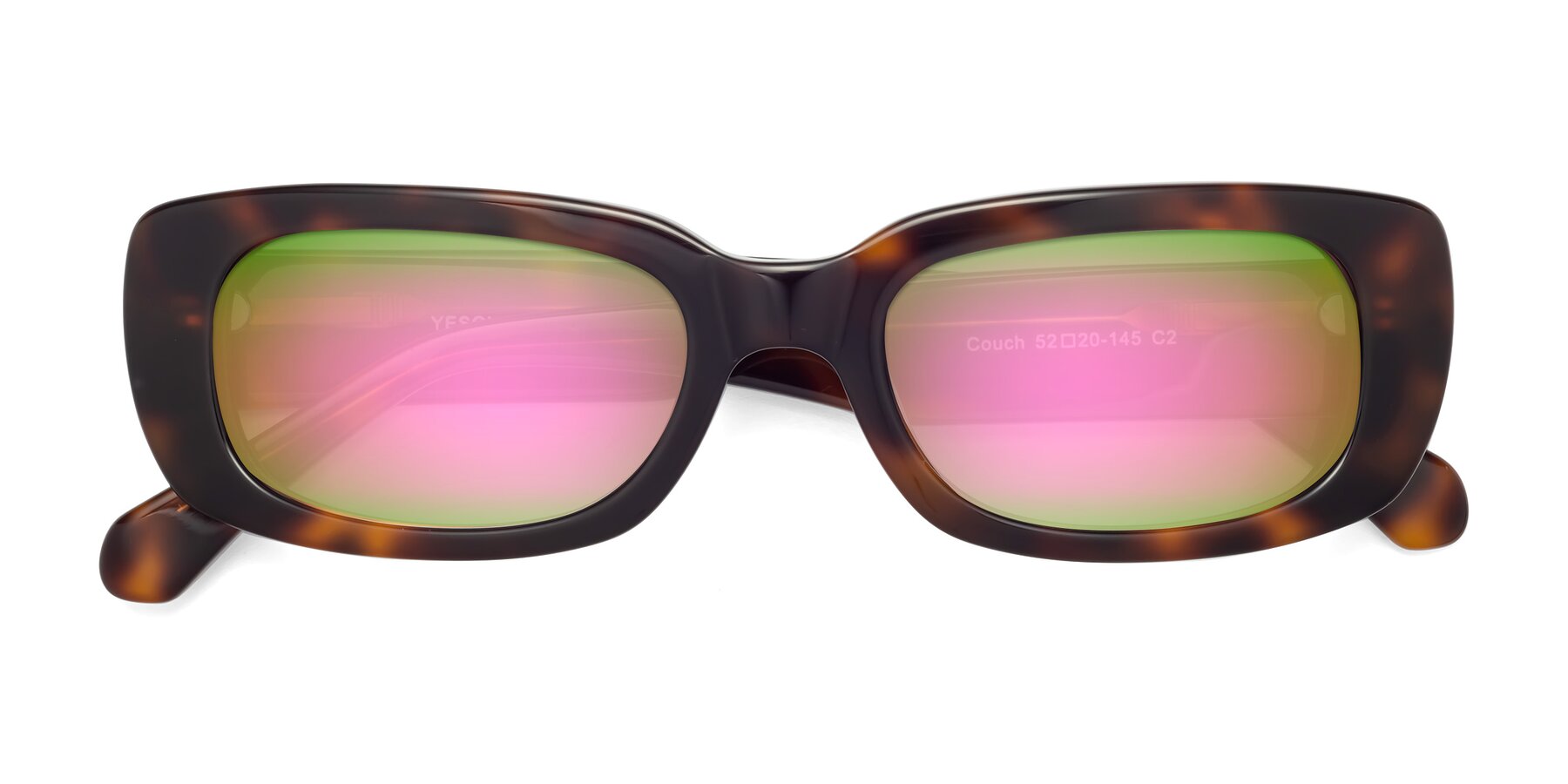 Folded Front of Couch in Tortoise with Pink Mirrored Lenses