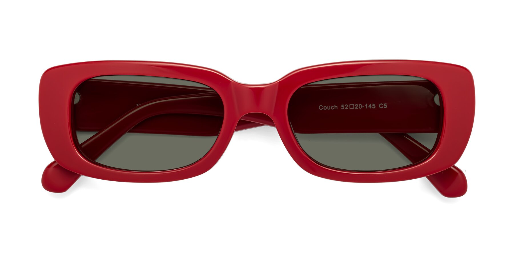 Folded Front of Couch in Red with Gray Polarized Lenses