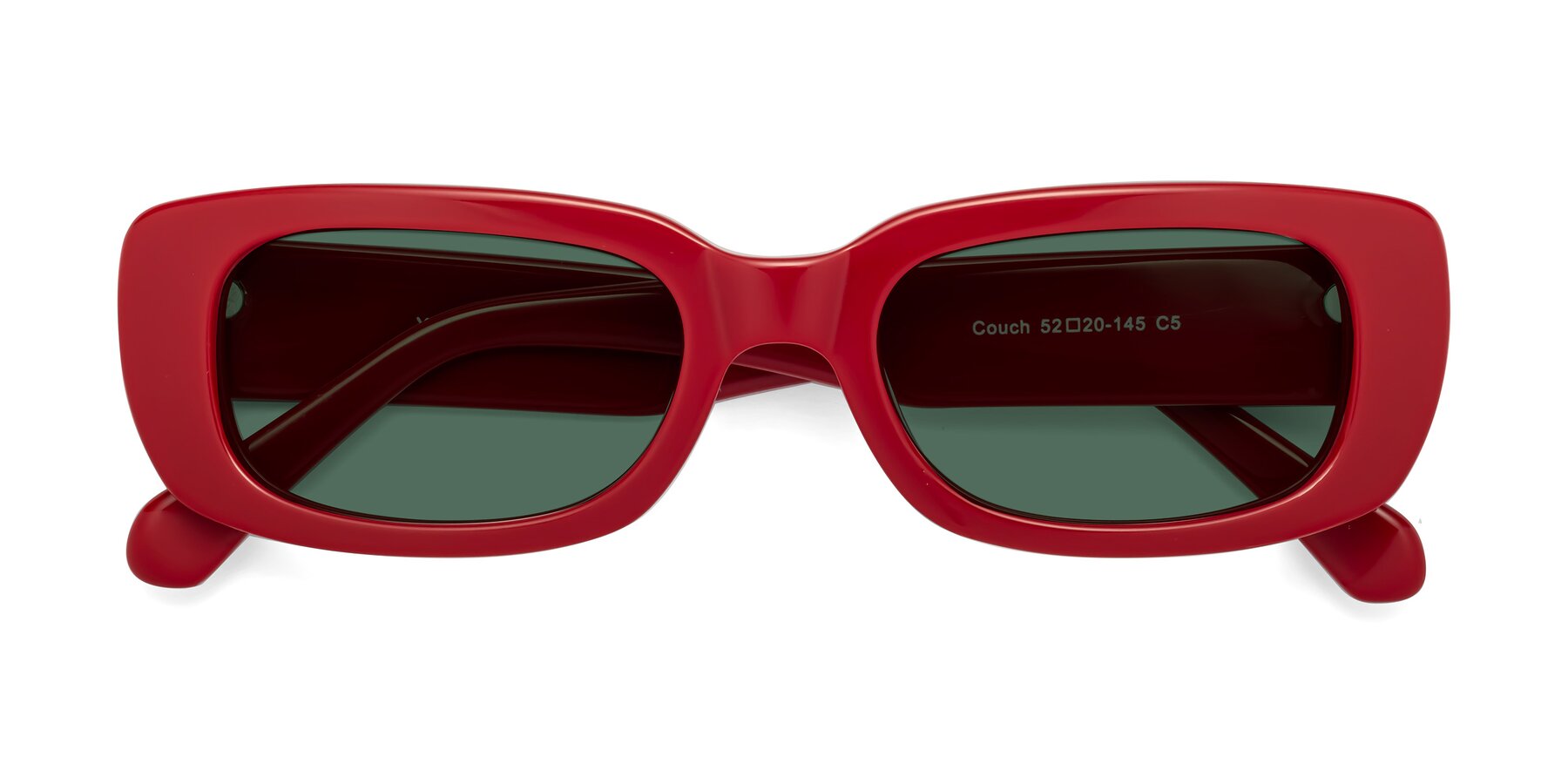 Folded Front of Couch in Red with Green Polarized Lenses
