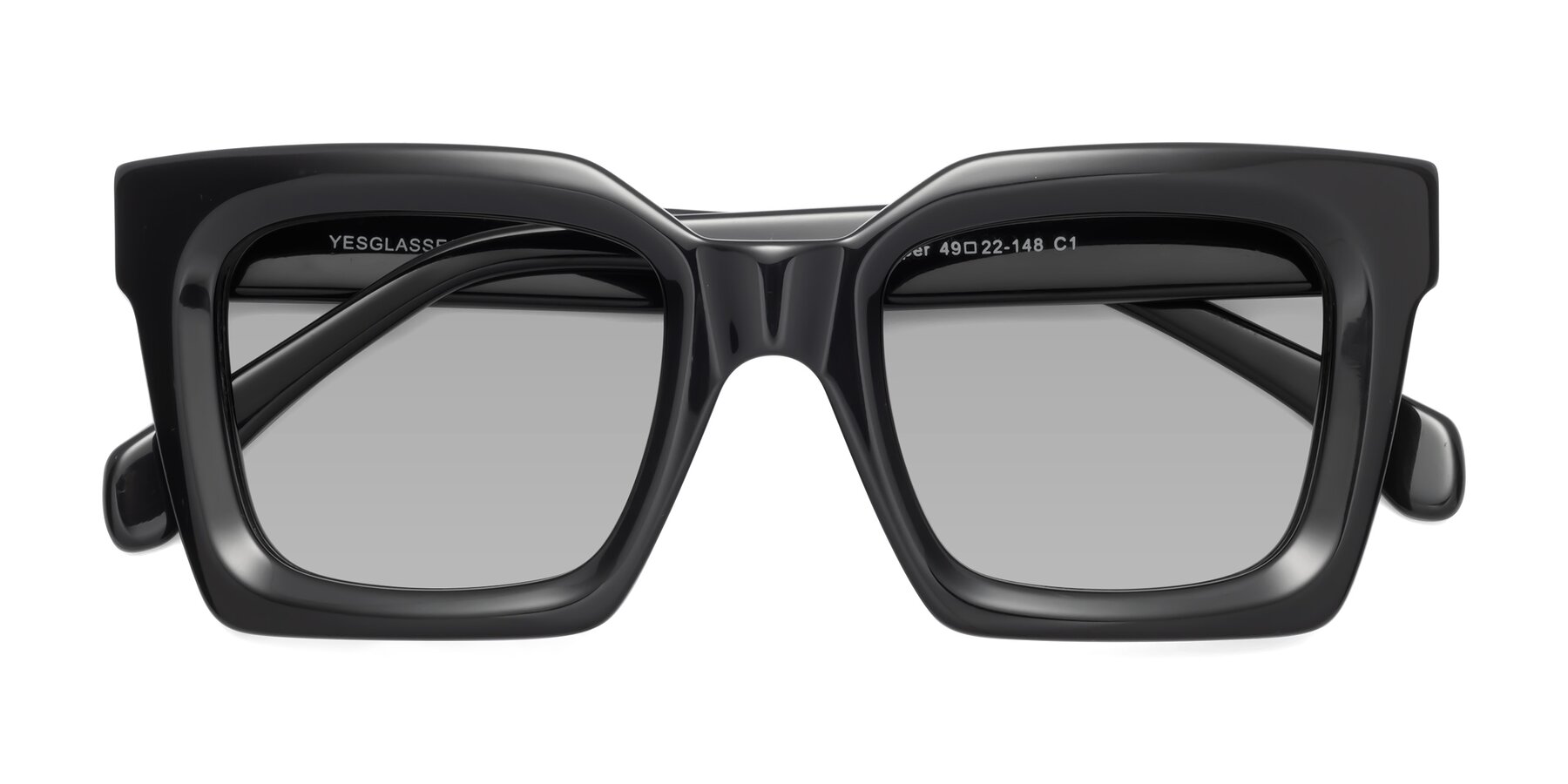 Folded Front of Piper in Black with Light Gray Tinted Lenses