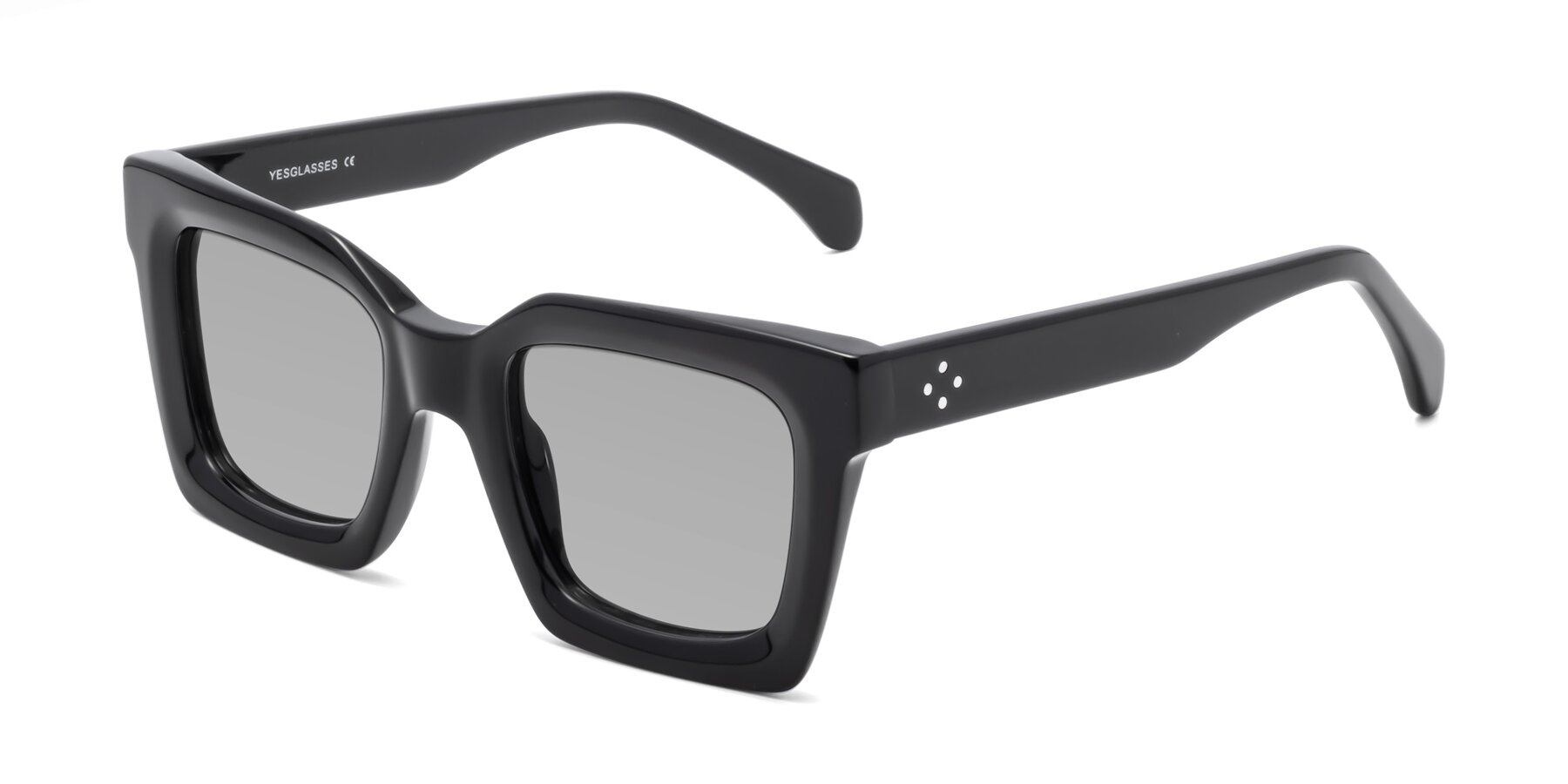Angle of Piper in Black with Light Gray Tinted Lenses