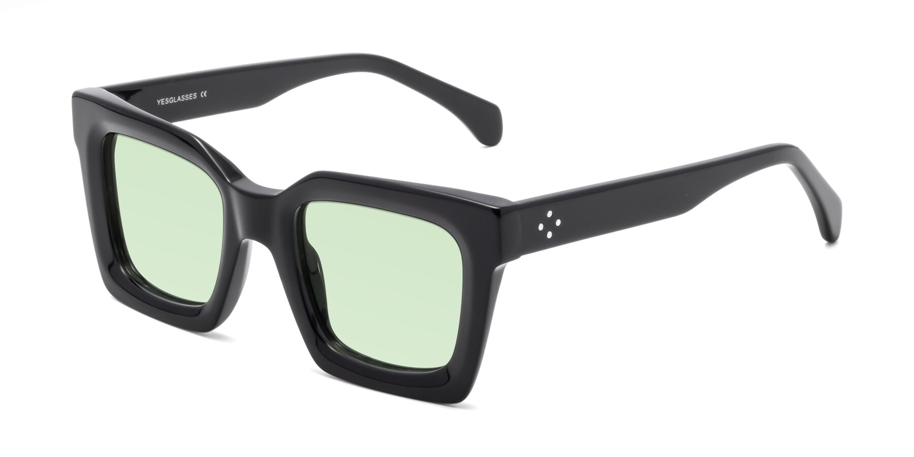 Angle of Piper in Black with Light Green Tinted Lenses