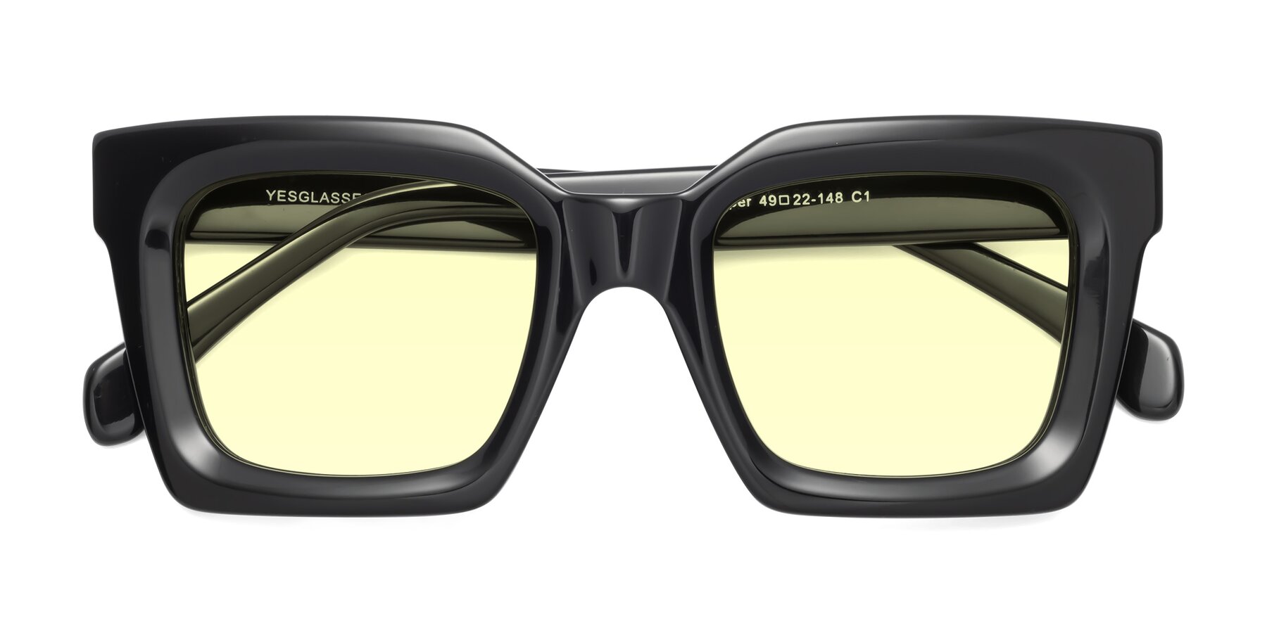 Folded Front of Piper in Black with Light Yellow Tinted Lenses