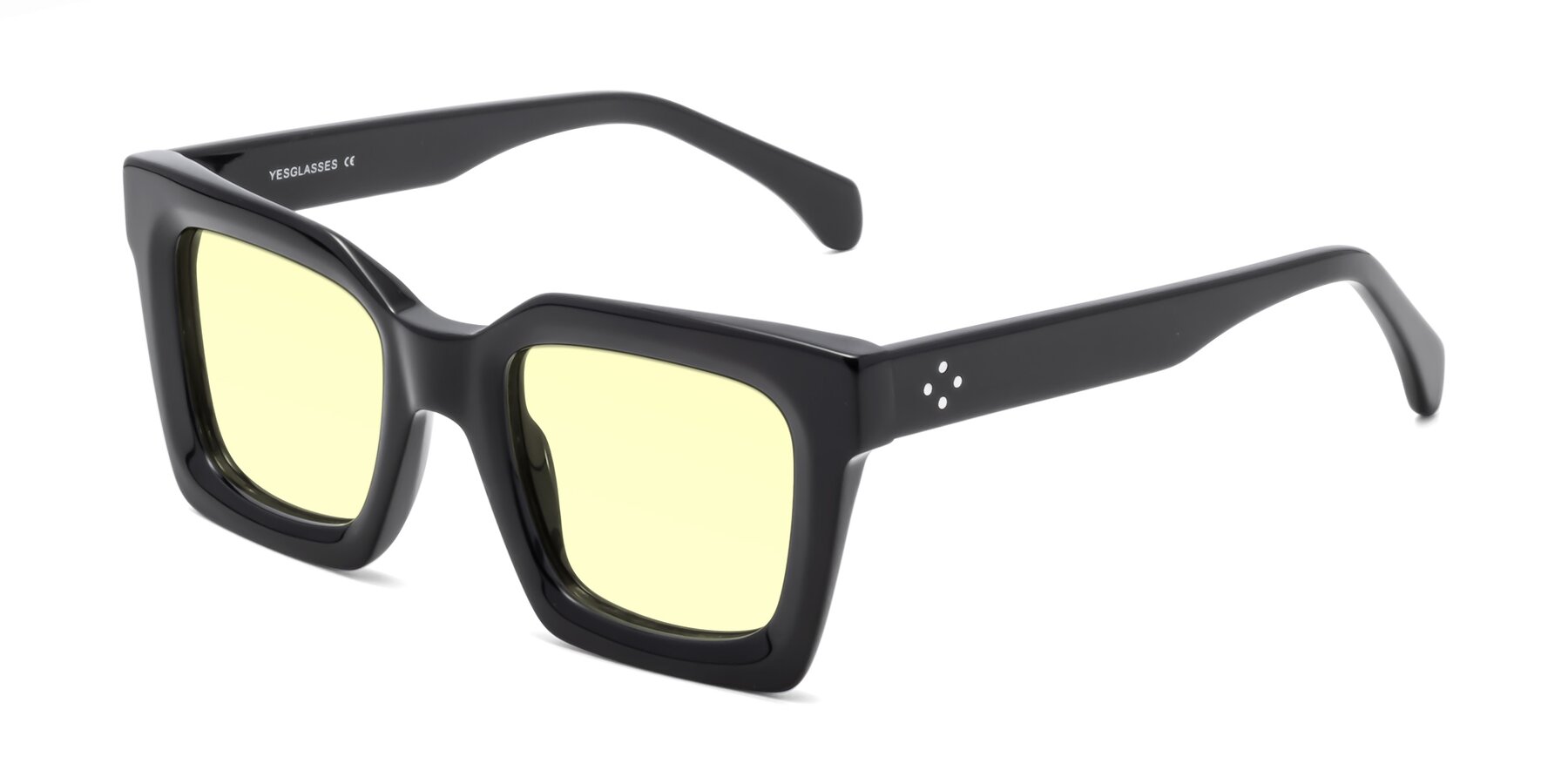 Angle of Piper in Black with Light Yellow Tinted Lenses