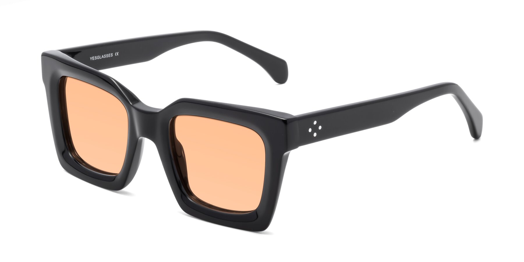 Angle of Piper in Black with Light Orange Tinted Lenses