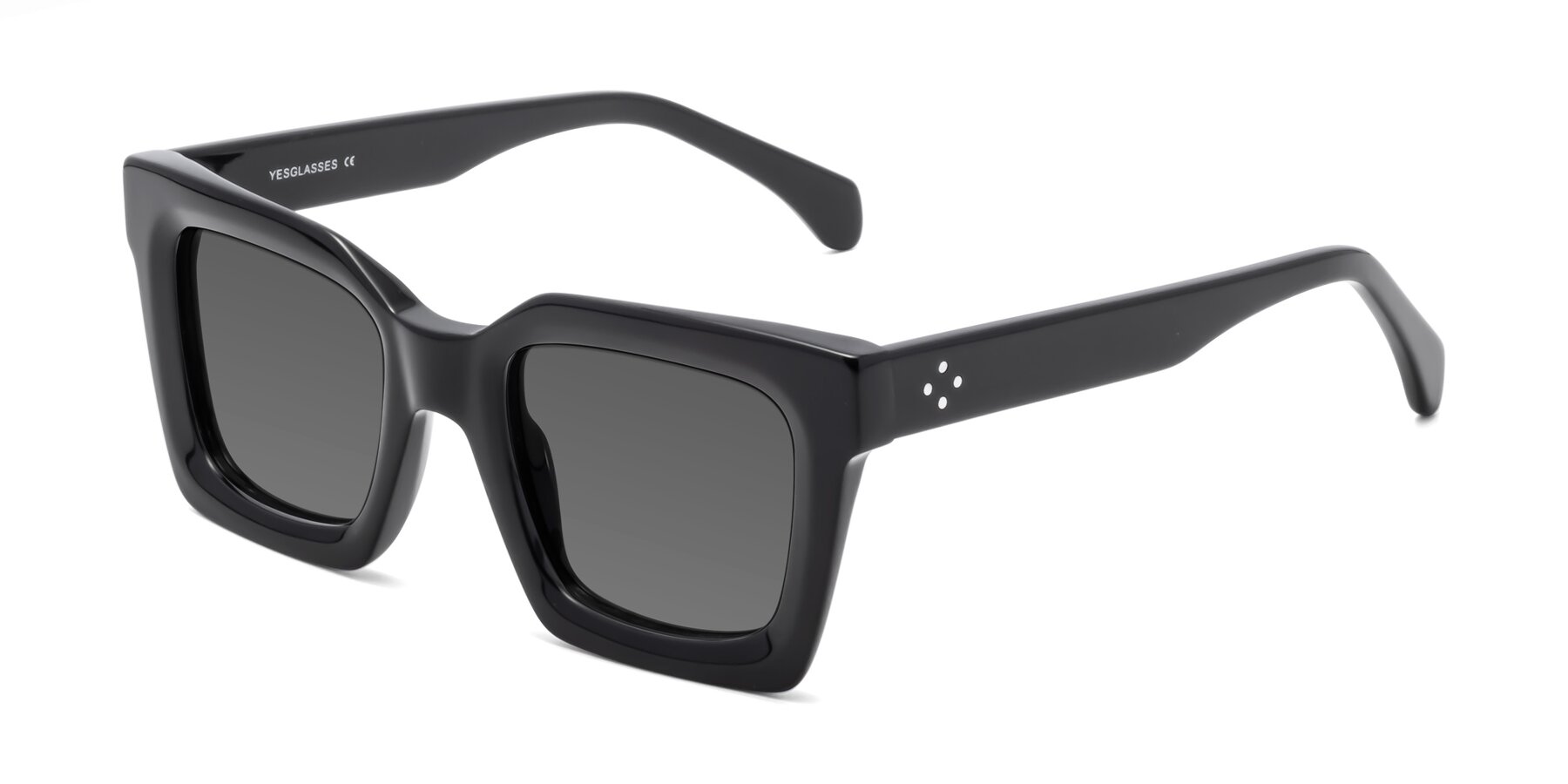 Angle of Piper in Black with Medium Gray Tinted Lenses
