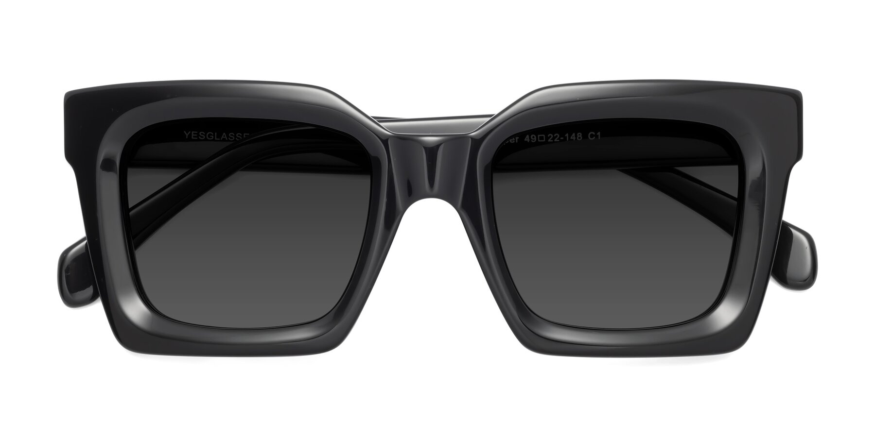 Folded Front of Piper in Black with Gray Tinted Lenses