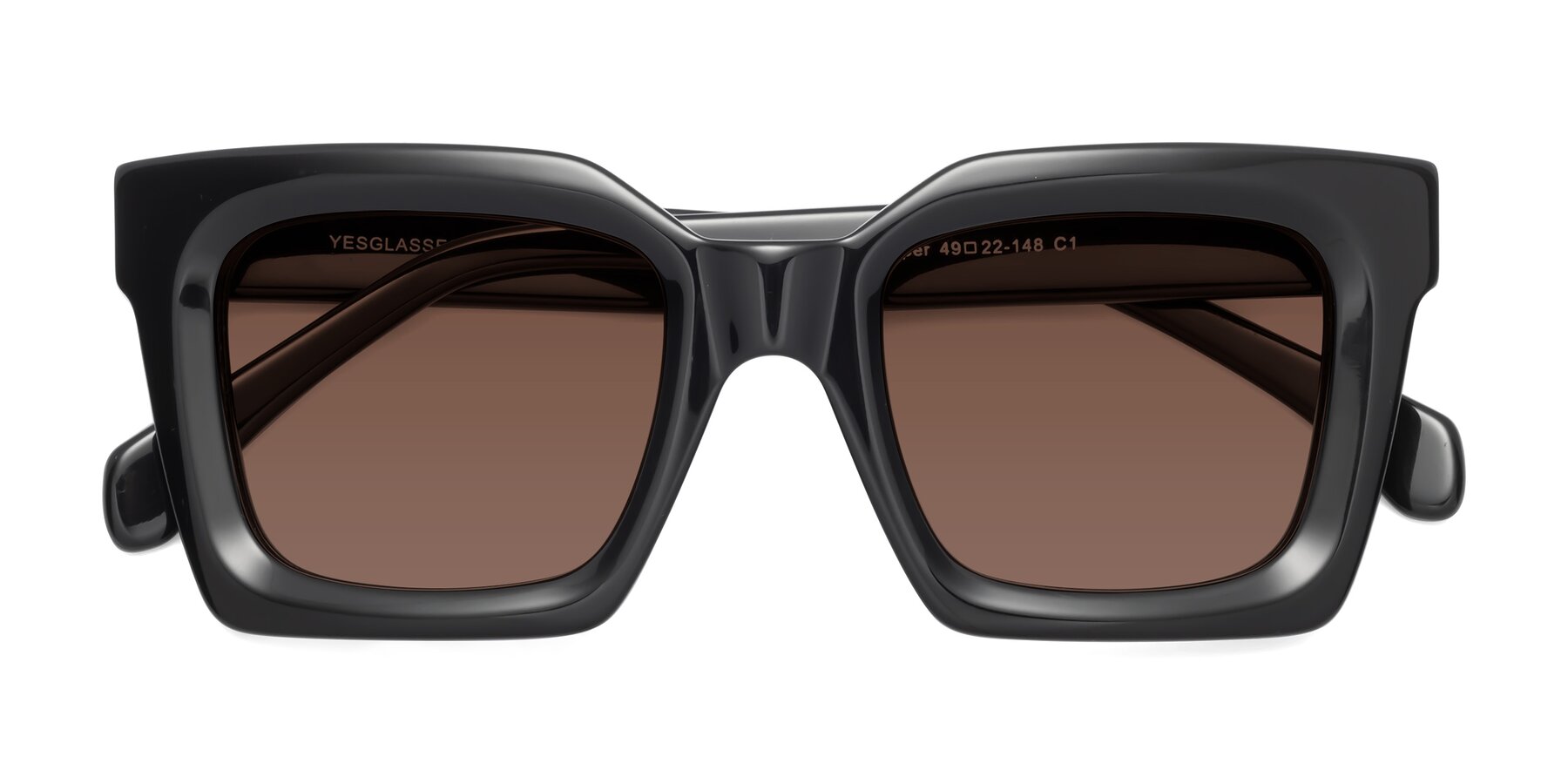 Folded Front of Piper in Black with Brown Tinted Lenses