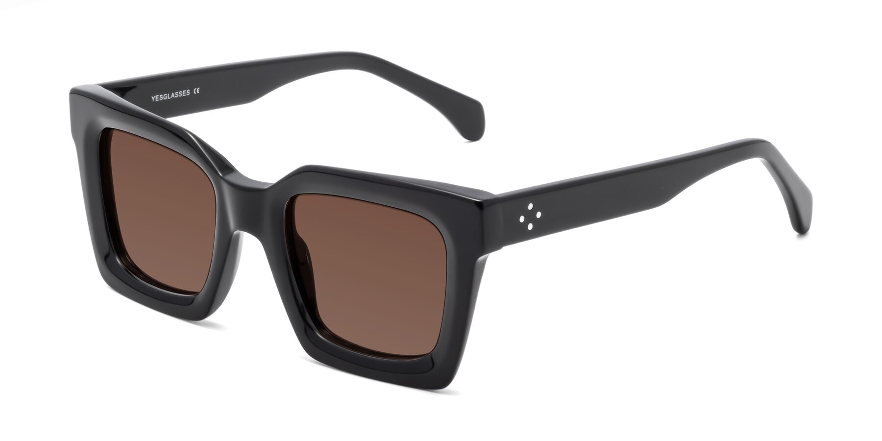 Angle of Piper in Black with Brown Tinted Lenses