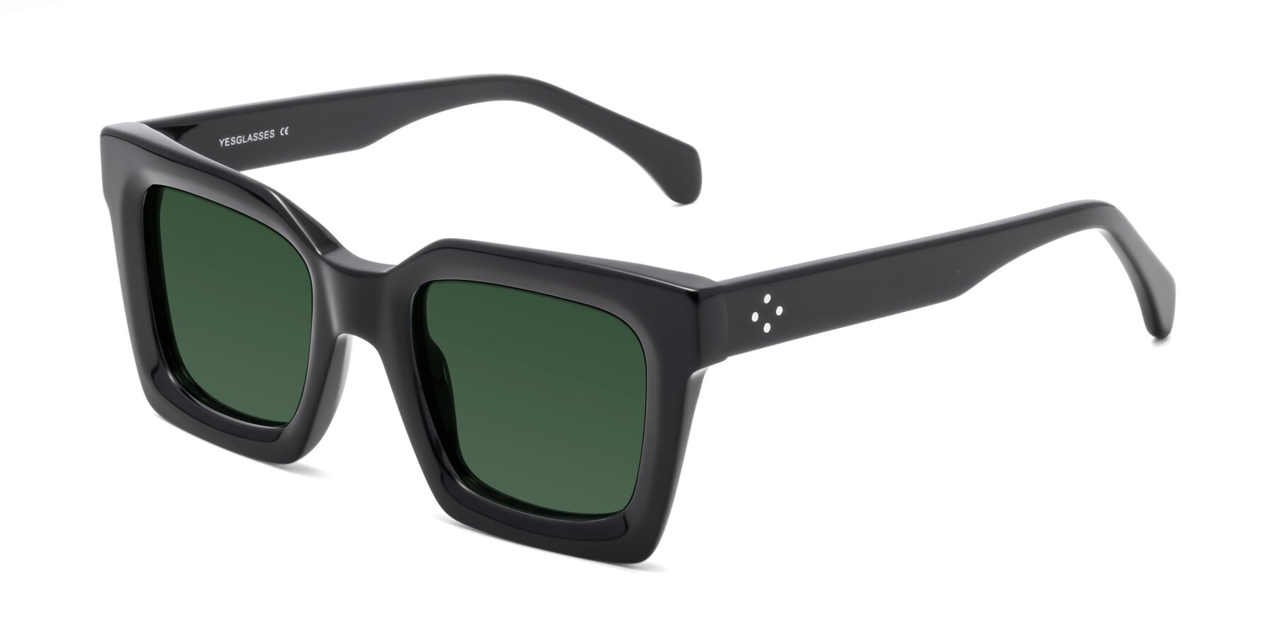 Angle of Piper in Black with Green Tinted Lenses