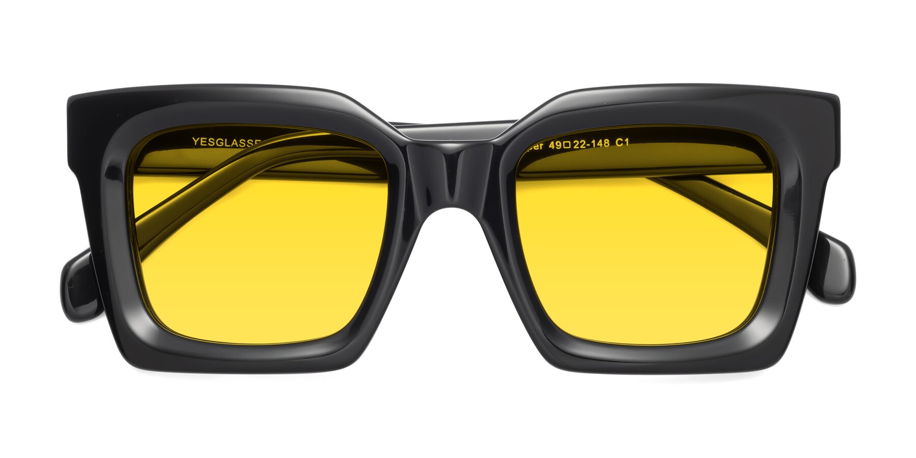 Folded Front of Piper in Black with Yellow Tinted Lenses
