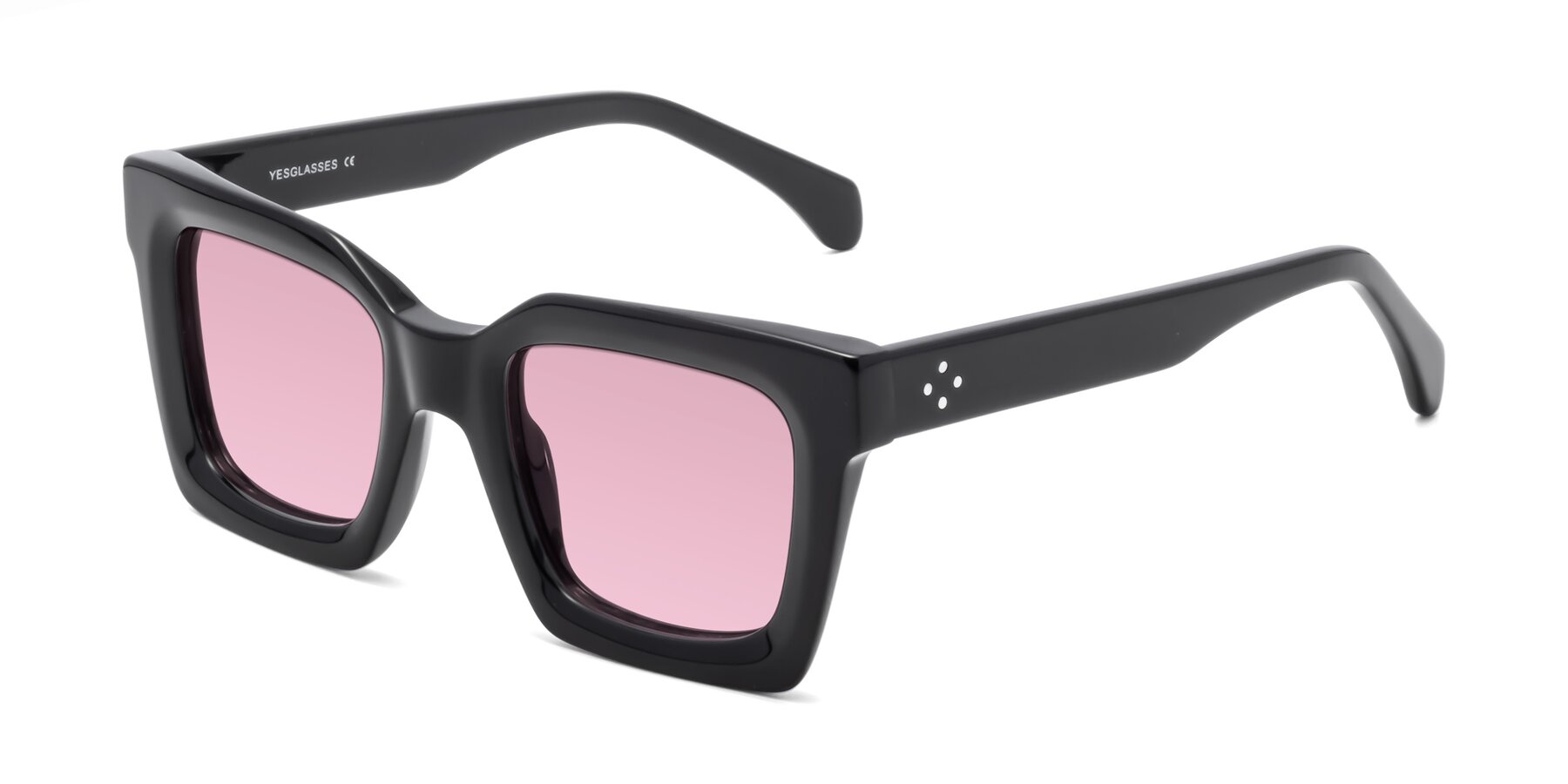 Angle of Piper in Black with Light Wine Tinted Lenses