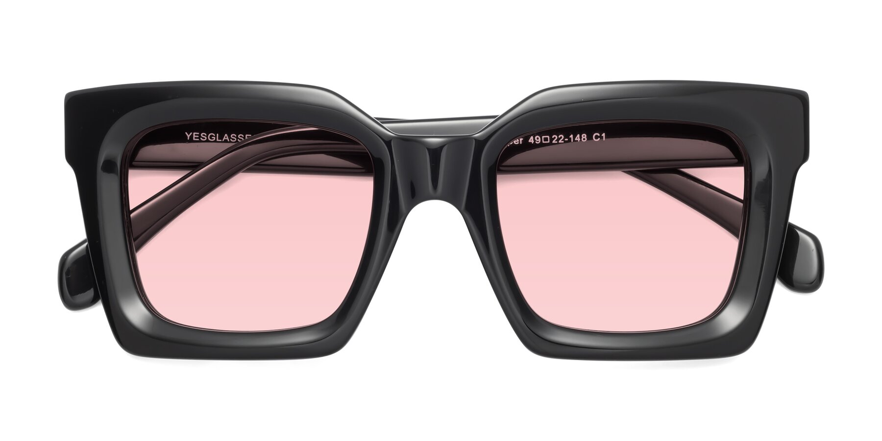 Folded Front of Piper in Black with Light Garnet Tinted Lenses