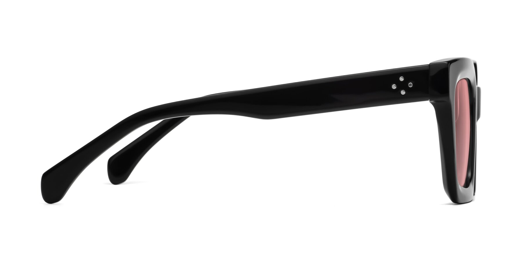 Side of Piper in Black with Medium Garnet Tinted Lenses