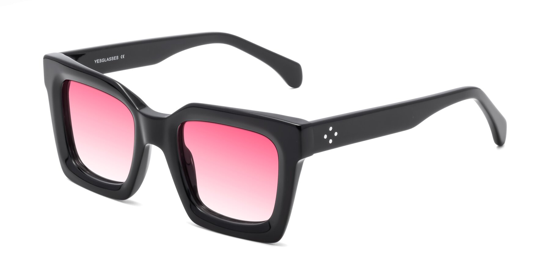 Angle of Piper in Black with Pink Gradient Lenses