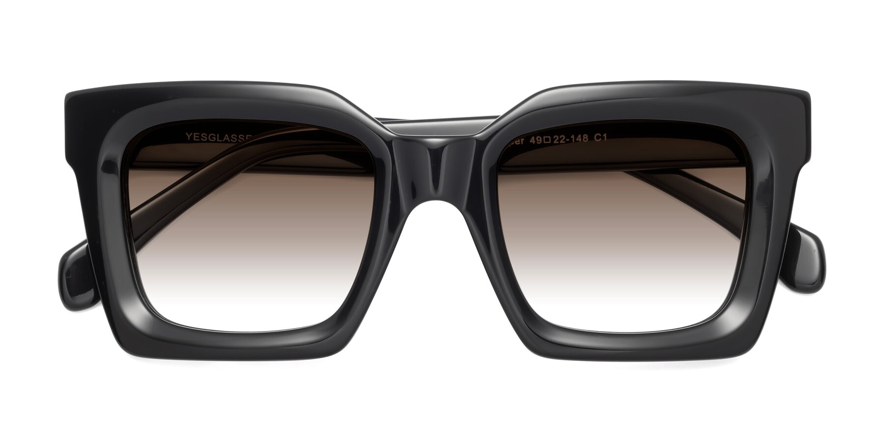 Folded Front of Piper in Black with Brown Gradient Lenses