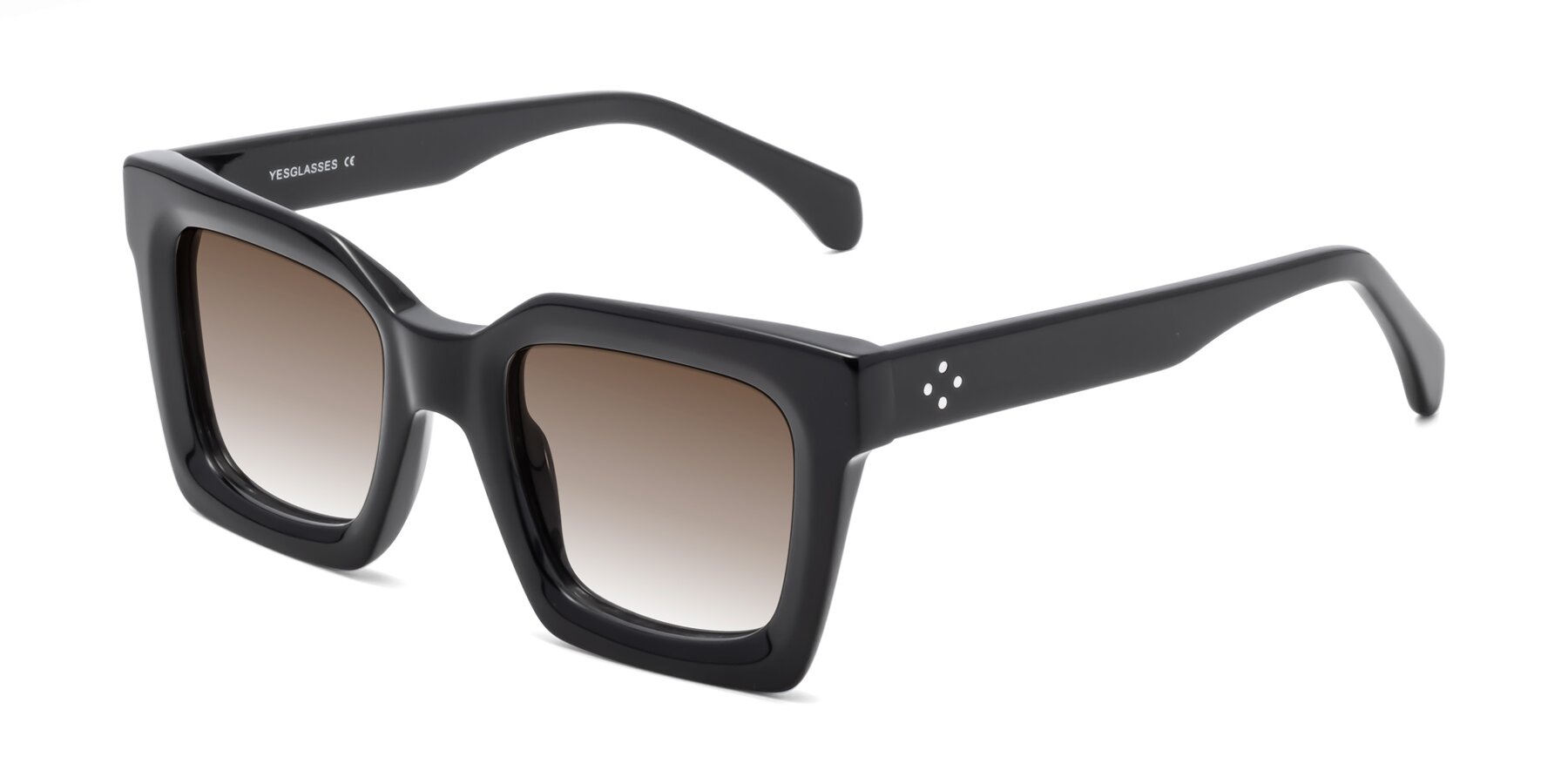 Angle of Piper in Black with Brown Gradient Lenses