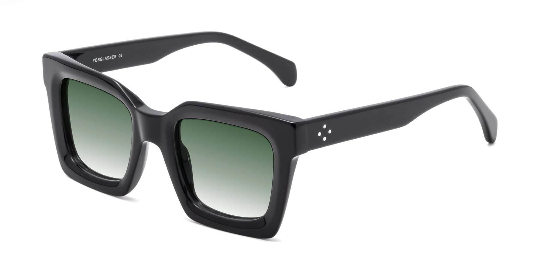 Angle of Piper in Black with Green Gradient Lenses