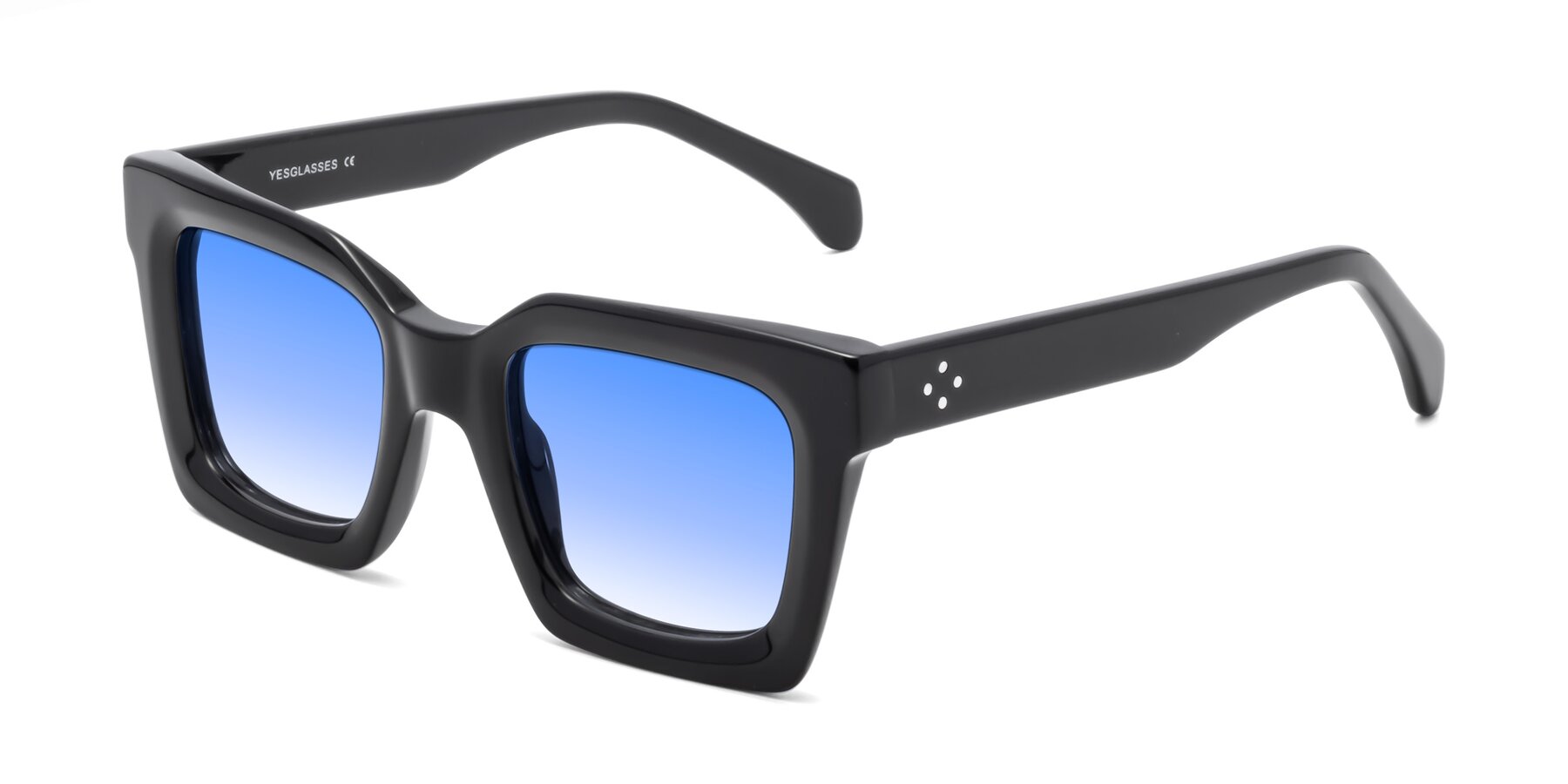 Angle of Piper in Black with Blue Gradient Lenses