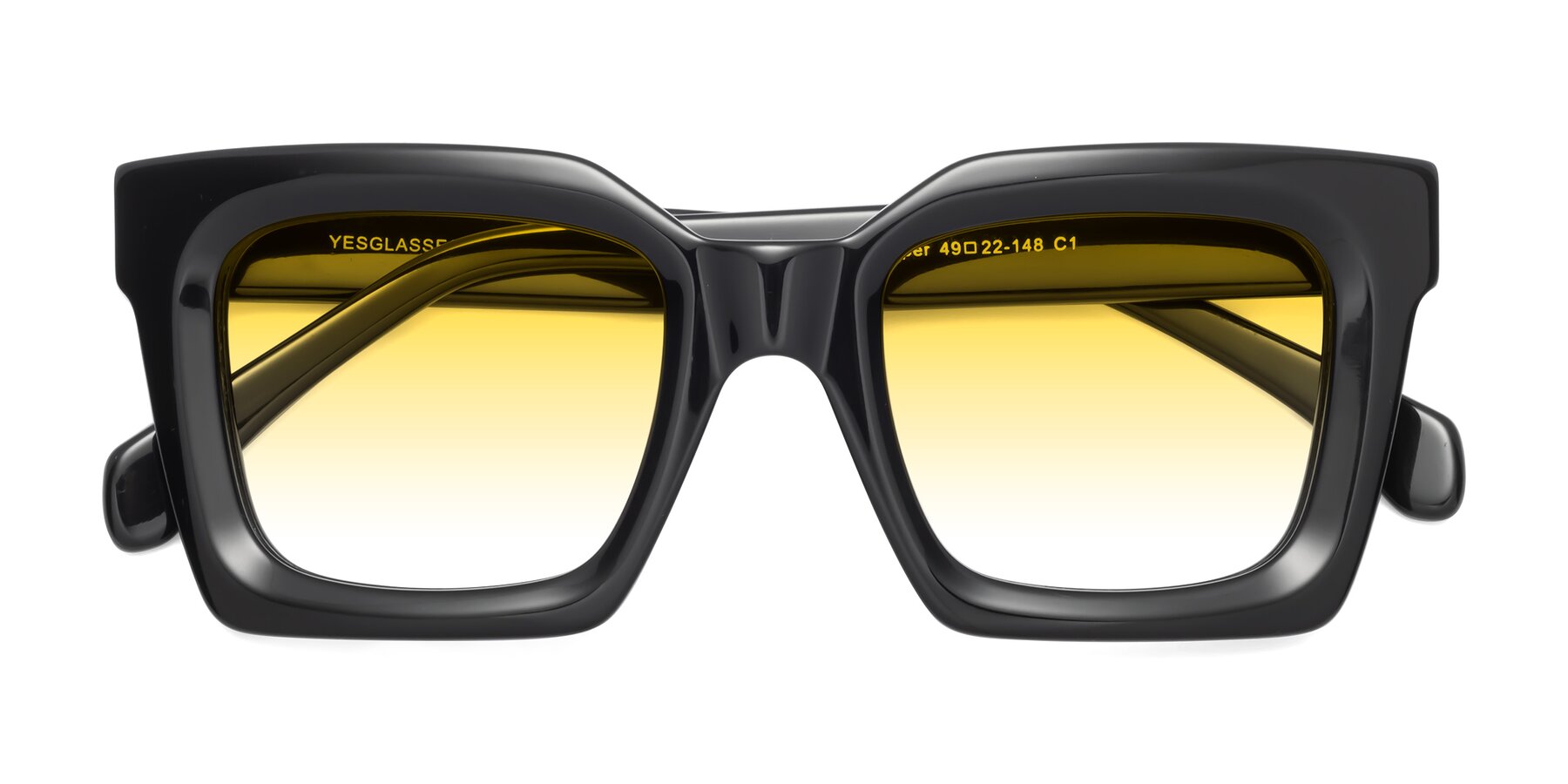 Folded Front of Piper in Black with Yellow Gradient Lenses