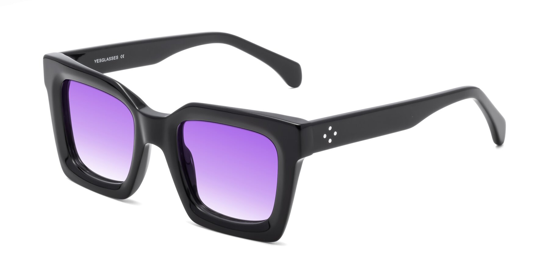 Angle of Piper in Black with Purple Gradient Lenses