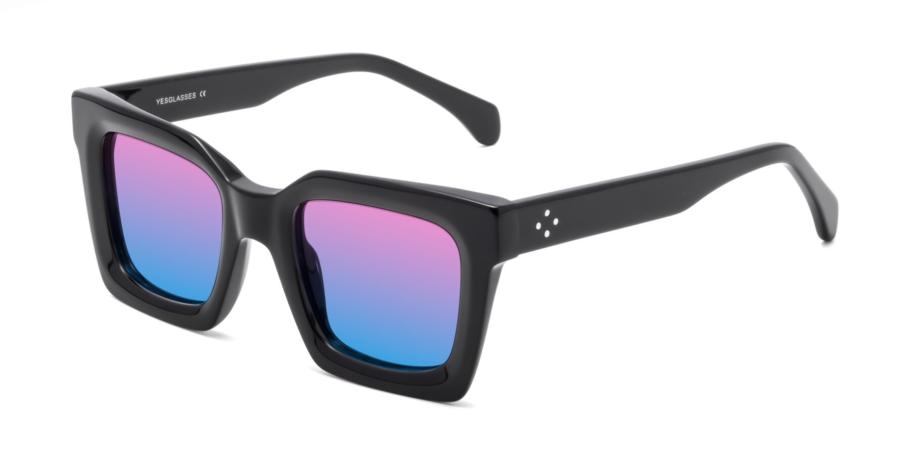 Angle of Piper in Black with Pink / Blue Gradient Lenses