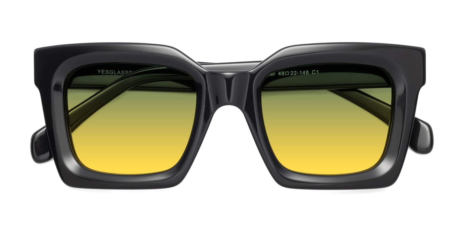 Folded Front of Piper in Black with Green / Yellow Gradient Lenses