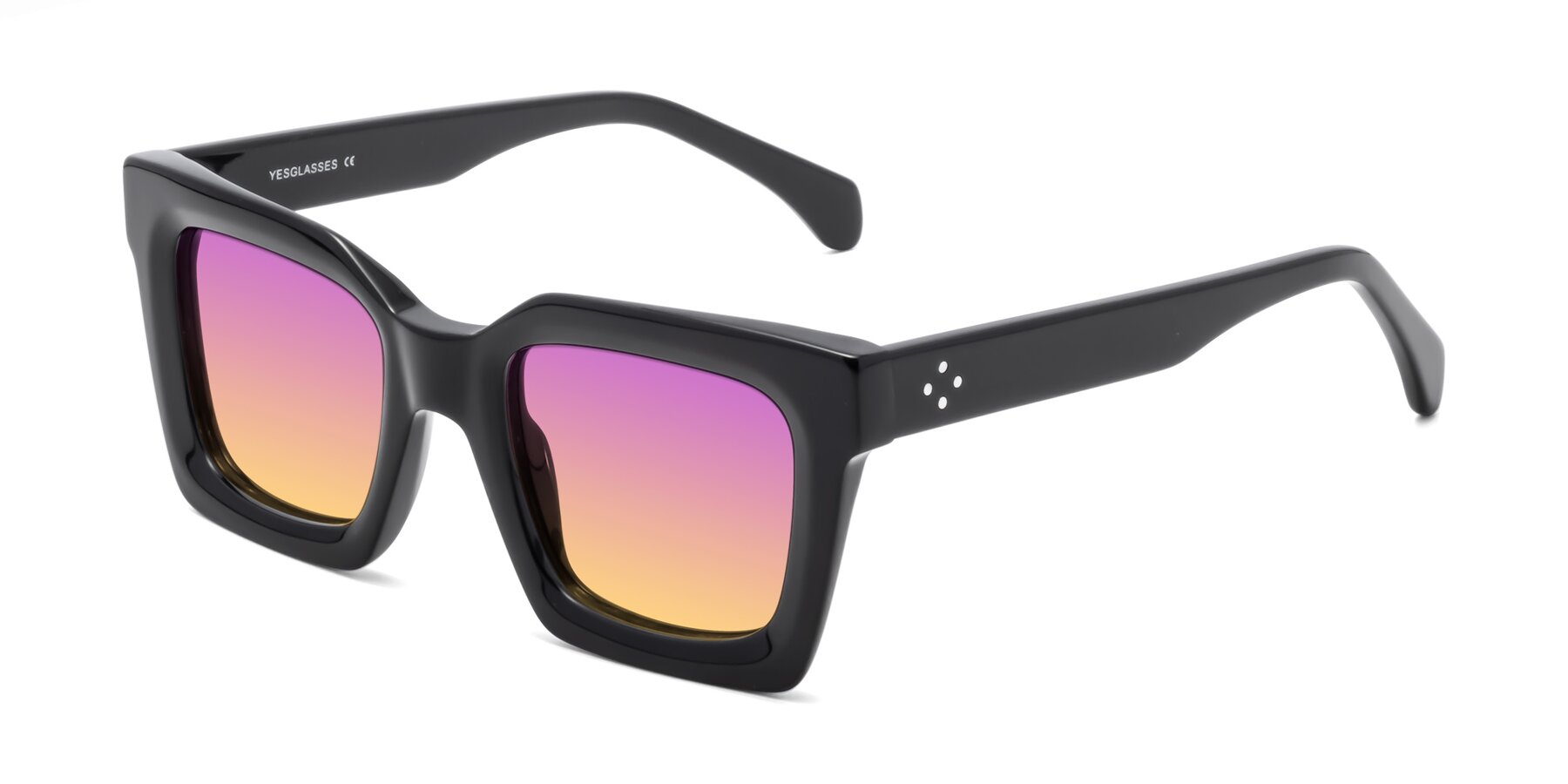 Angle of Piper in Black with Purple / Yellow Gradient Lenses