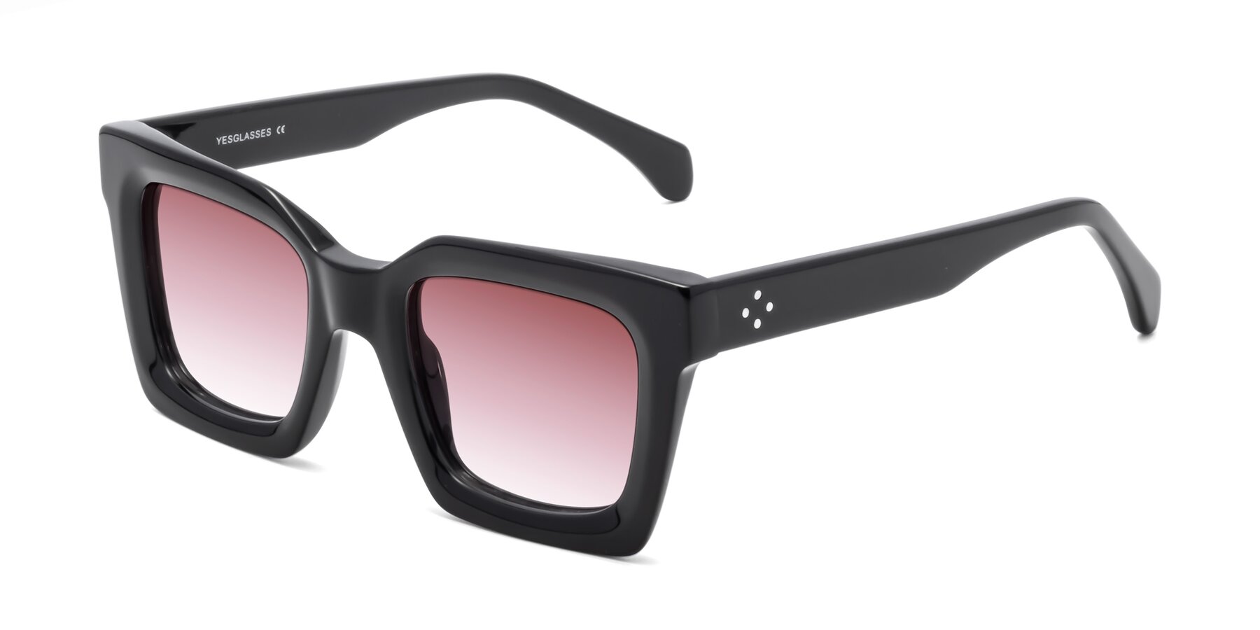 Angle of Piper in Black with Garnet Gradient Lenses