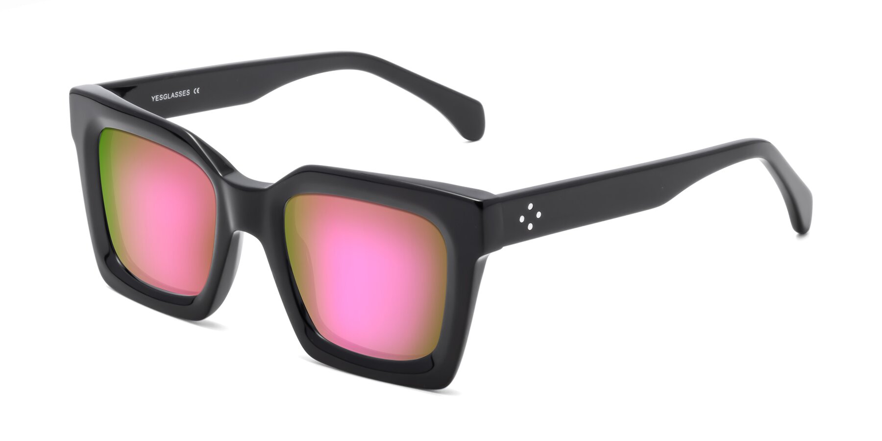 Angle of Piper in Black with Pink Mirrored Lenses