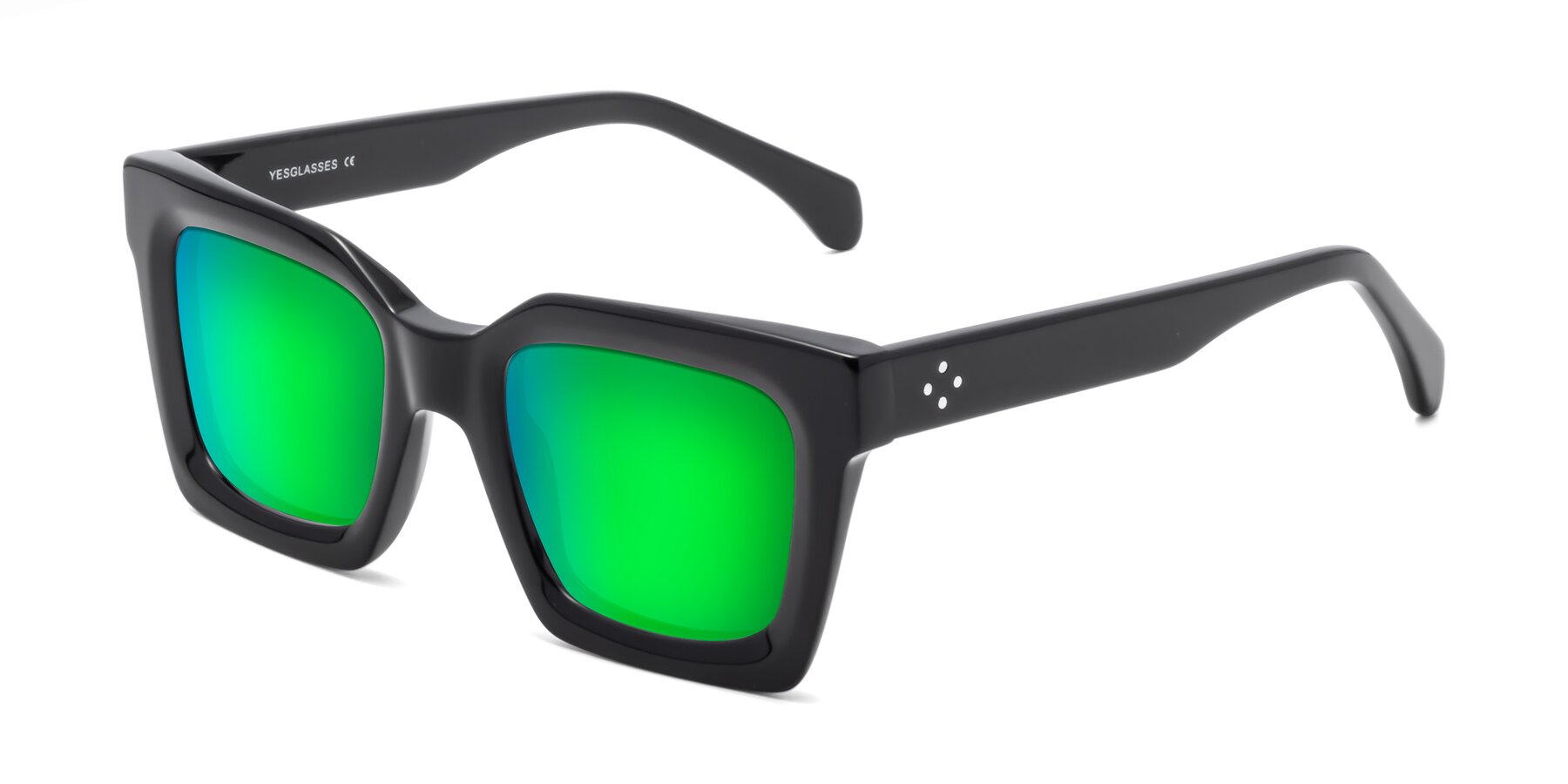 Angle of Piper in Black with Green Mirrored Lenses