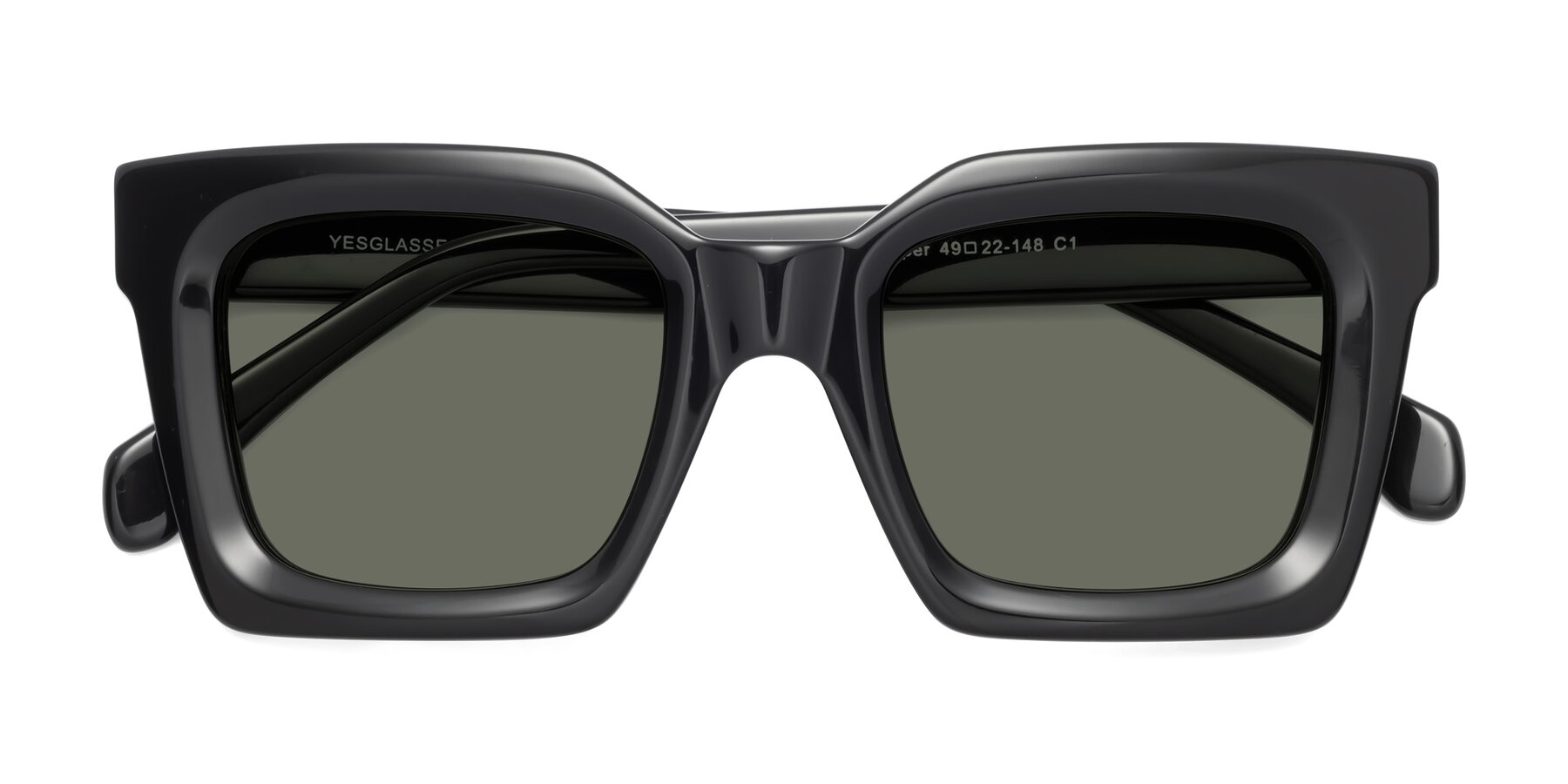 Folded Front of Piper in Black with Gray Polarized Lenses