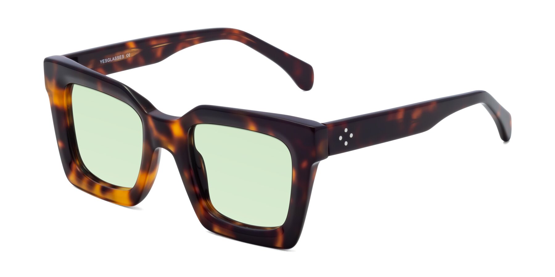 Angle of Piper in Tortoise with Light Green Tinted Lenses