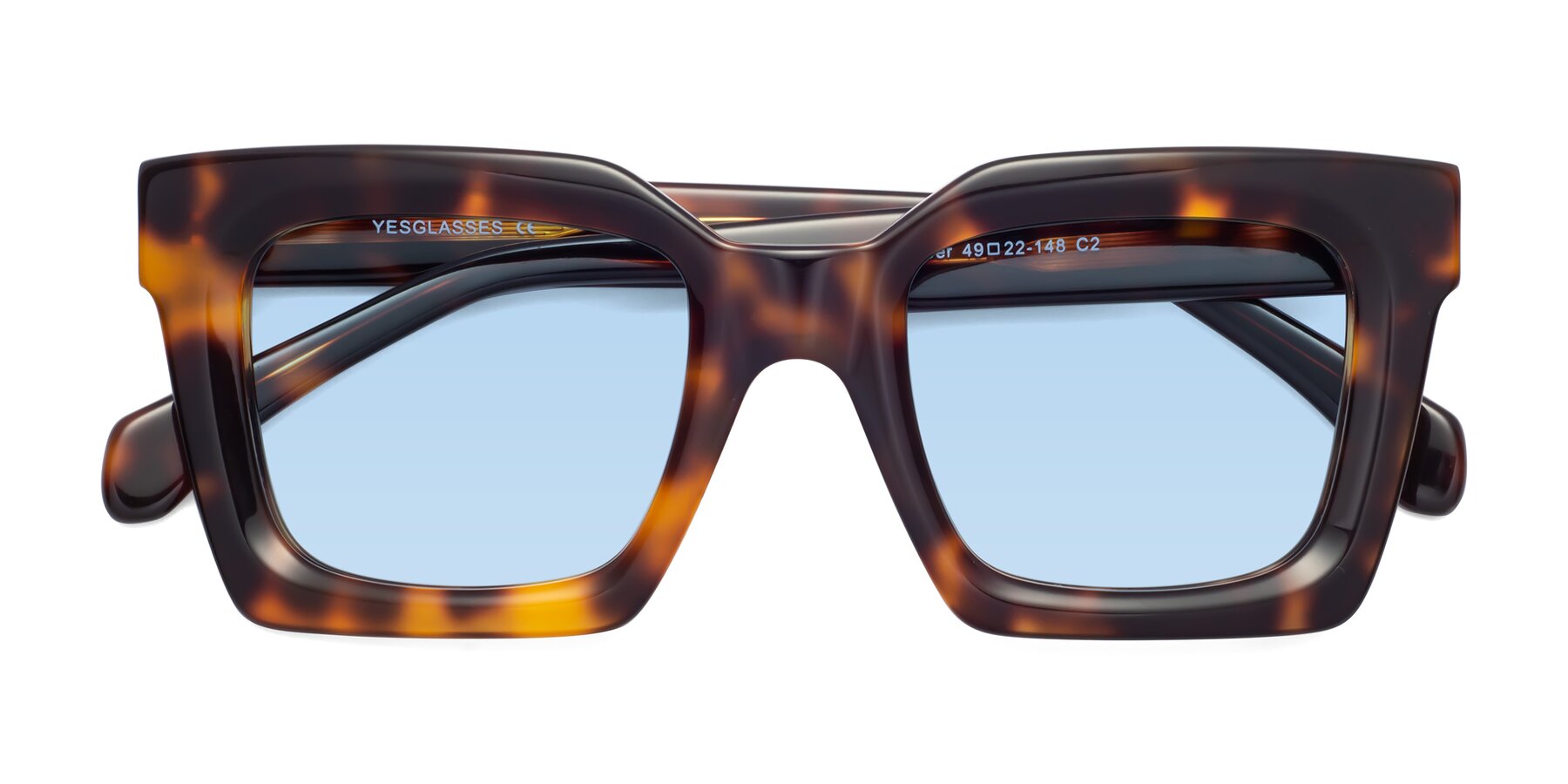 Folded Front of Piper in Tortoise with Light Blue Tinted Lenses