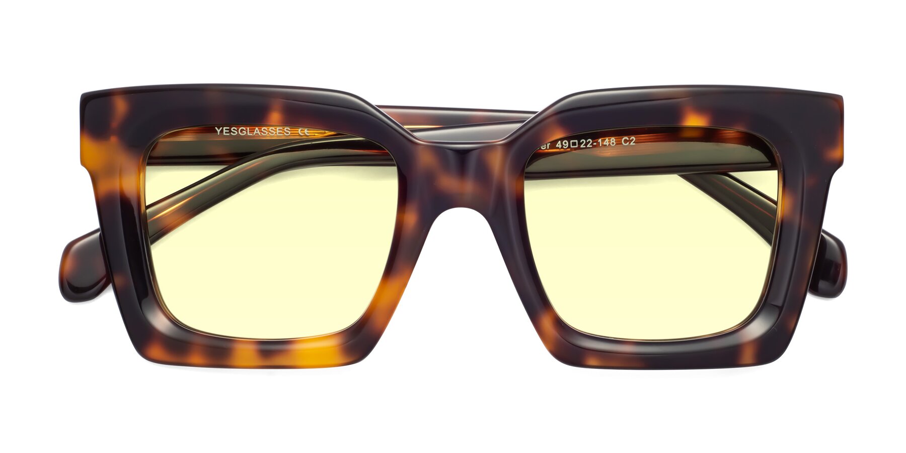 Folded Front of Piper in Tortoise with Light Yellow Tinted Lenses