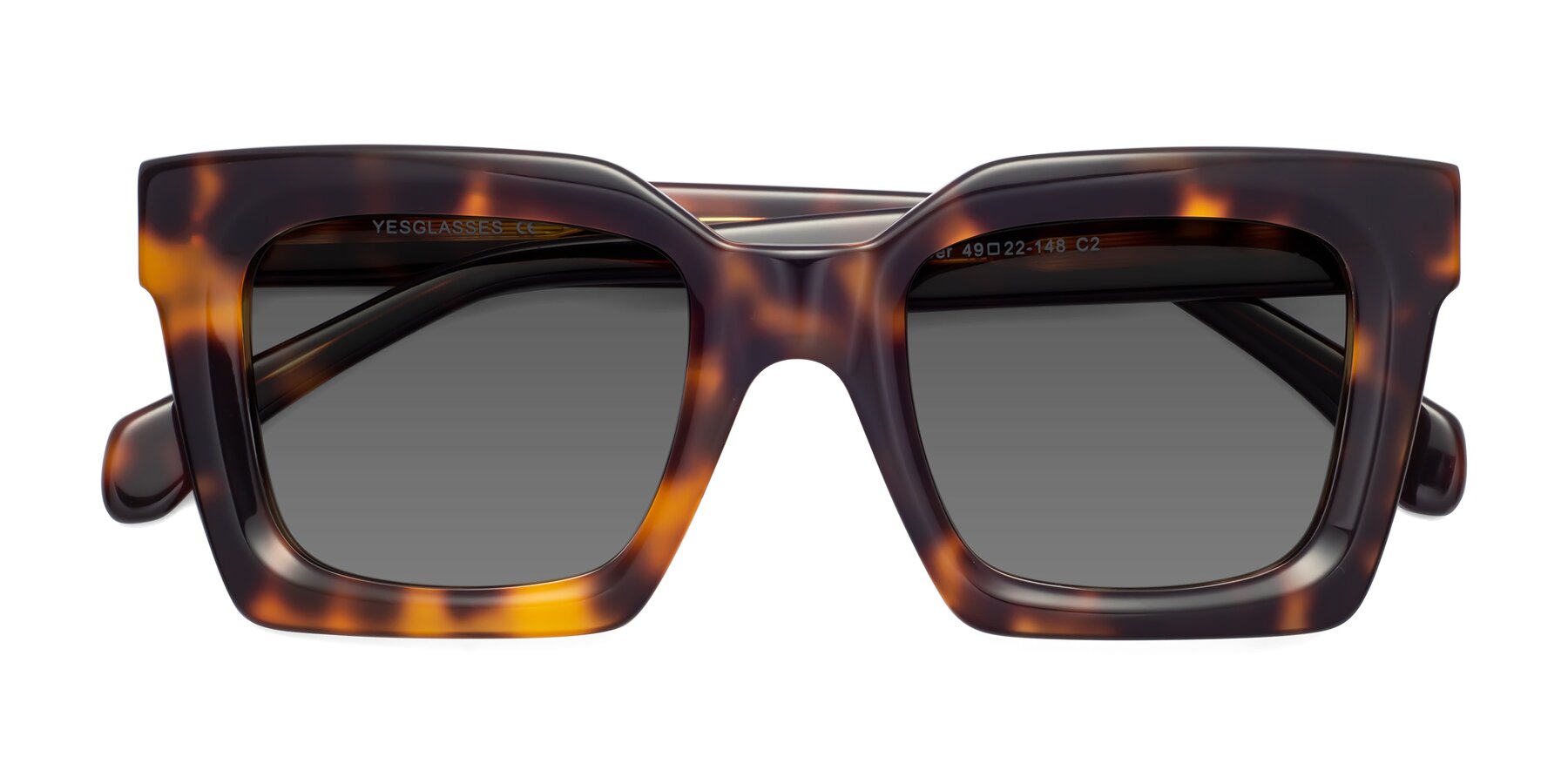 Folded Front of Piper in Tortoise with Medium Gray Tinted Lenses