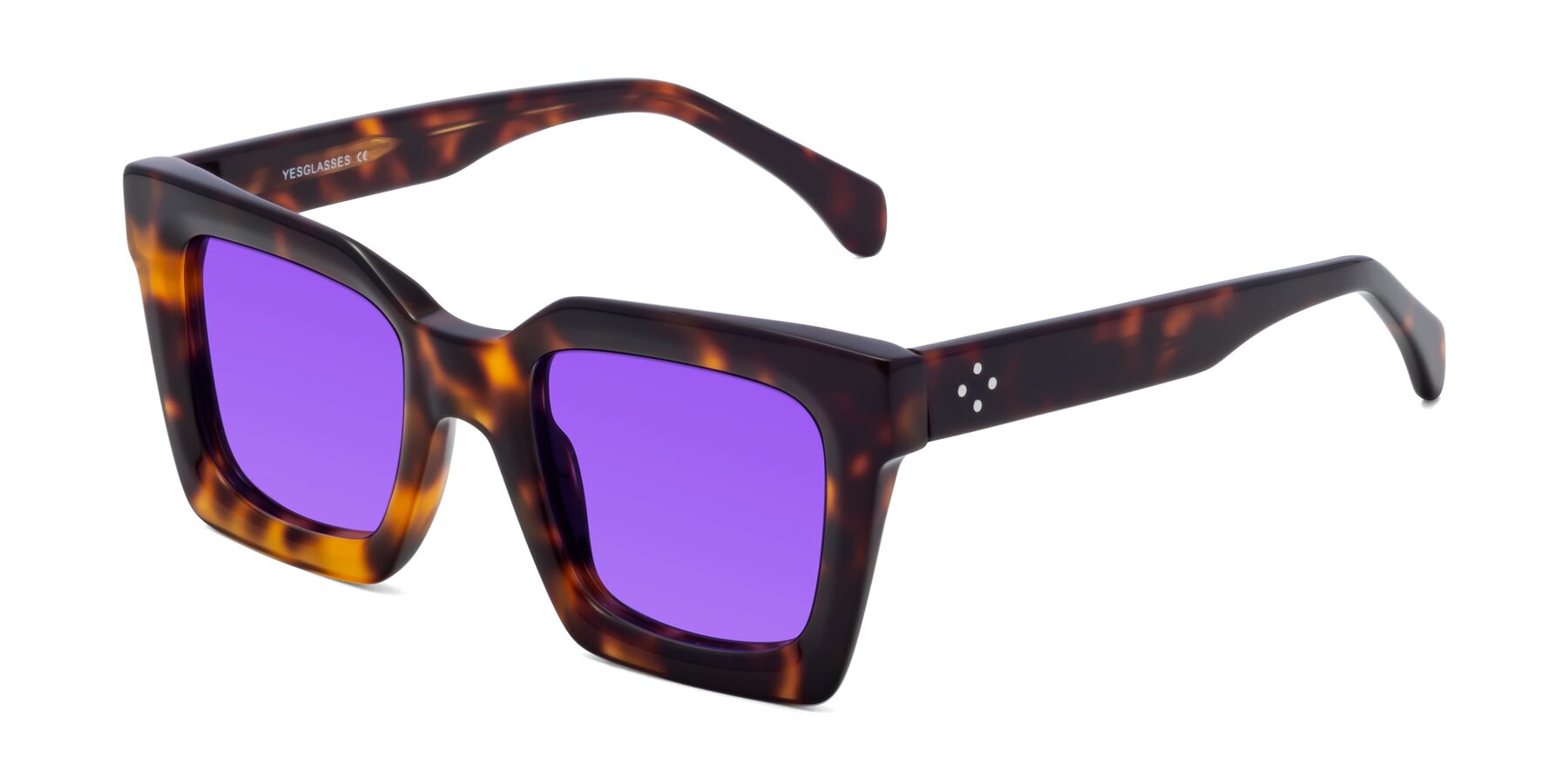 Angle of Piper in Tortoise with Purple Tinted Lenses