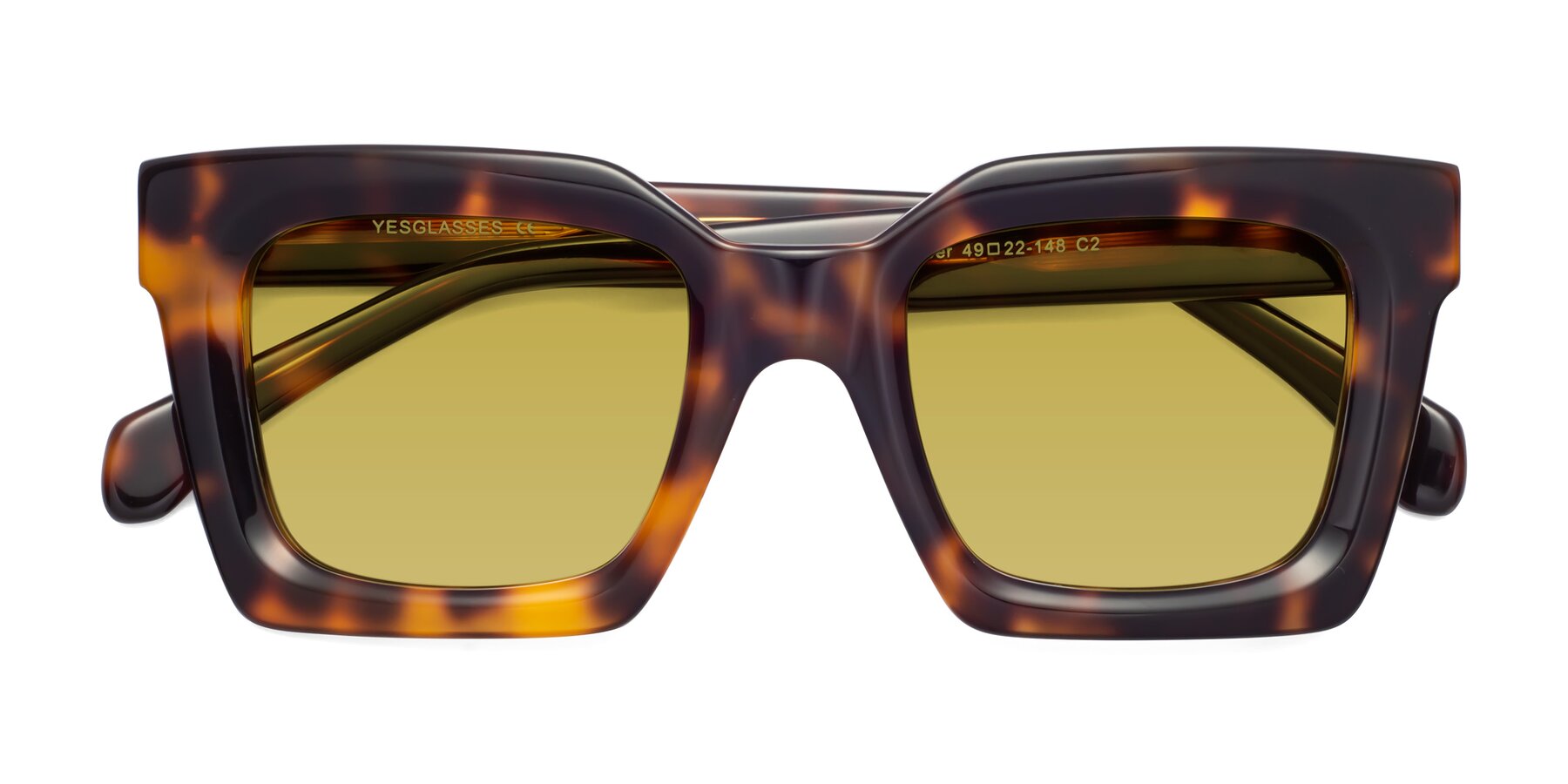 Tortoise Oversized Thick Square Tinted Sunglasses with Champagne Sunwear Lenses - Piper