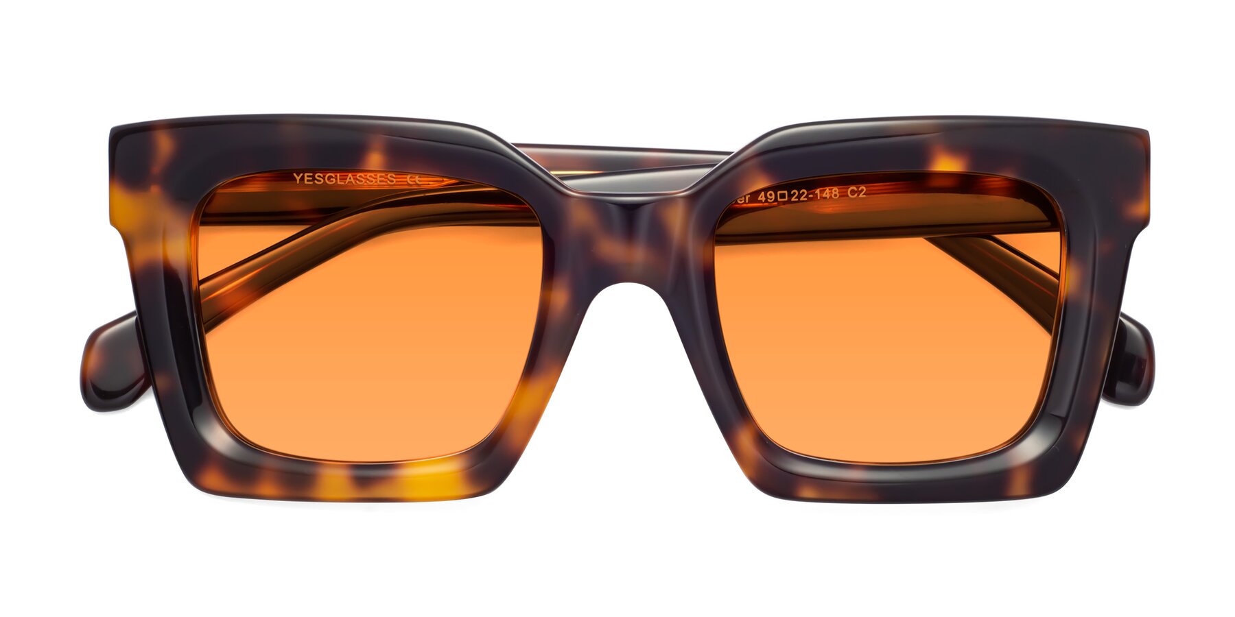 Folded Front of Piper in Tortoise with Orange Tinted Lenses