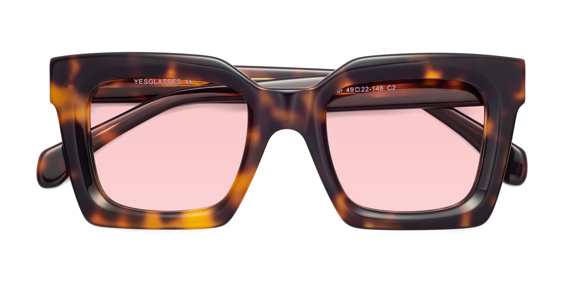 Folded Front of Piper in Tortoise with Light Garnet Tinted Lenses