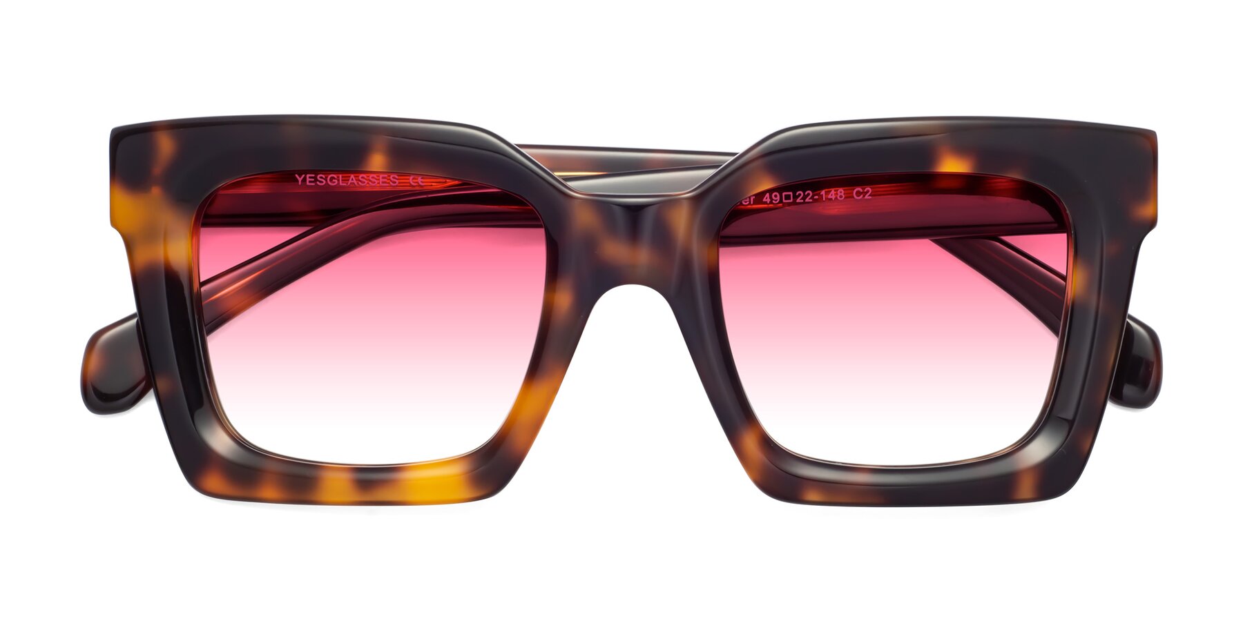Folded Front of Piper in Tortoise with Pink Gradient Lenses