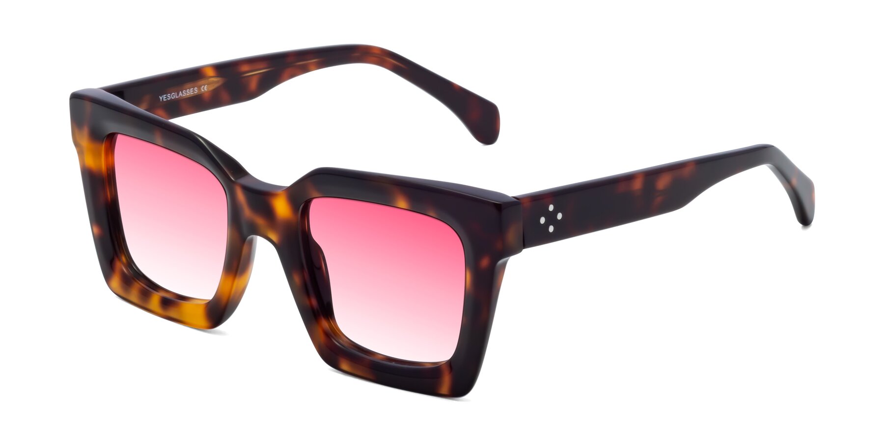 Angle of Piper in Tortoise with Pink Gradient Lenses