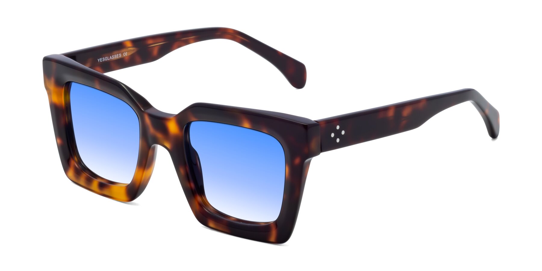Angle of Piper in Tortoise with Blue Gradient Lenses