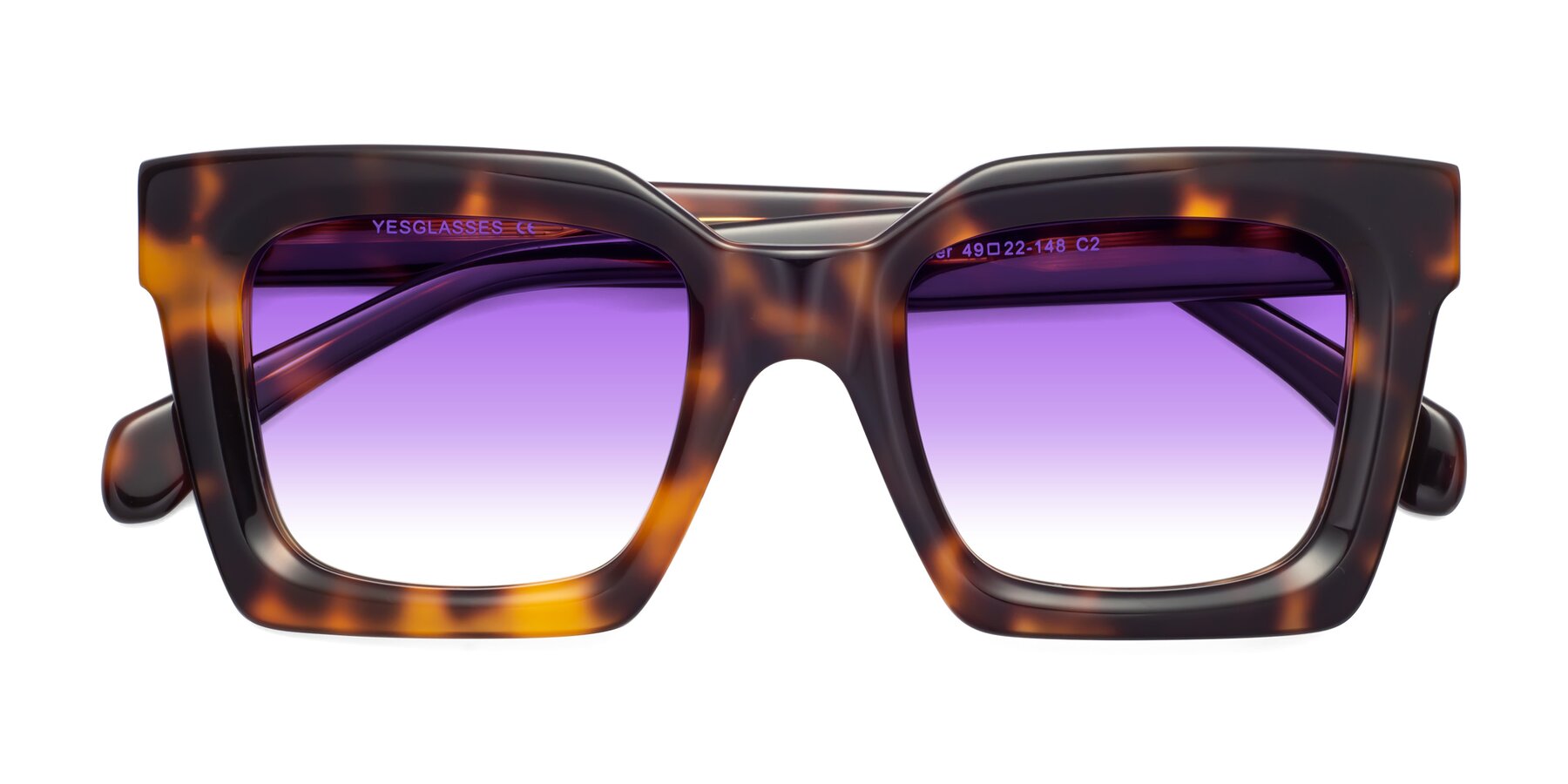 Folded Front of Piper in Tortoise with Purple Gradient Lenses