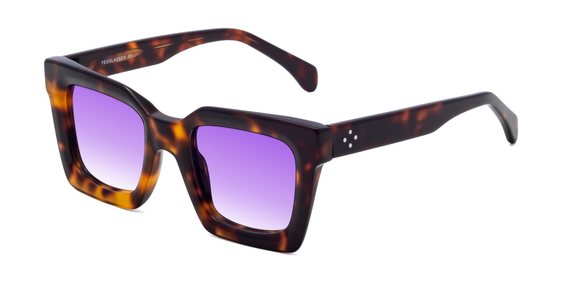 Angle of Piper in Tortoise with Purple Gradient Lenses