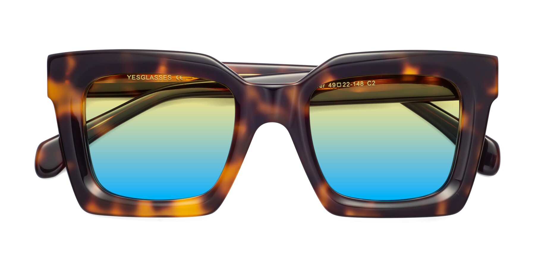 Folded Front of Piper in Tortoise with Yellow / Blue Gradient Lenses