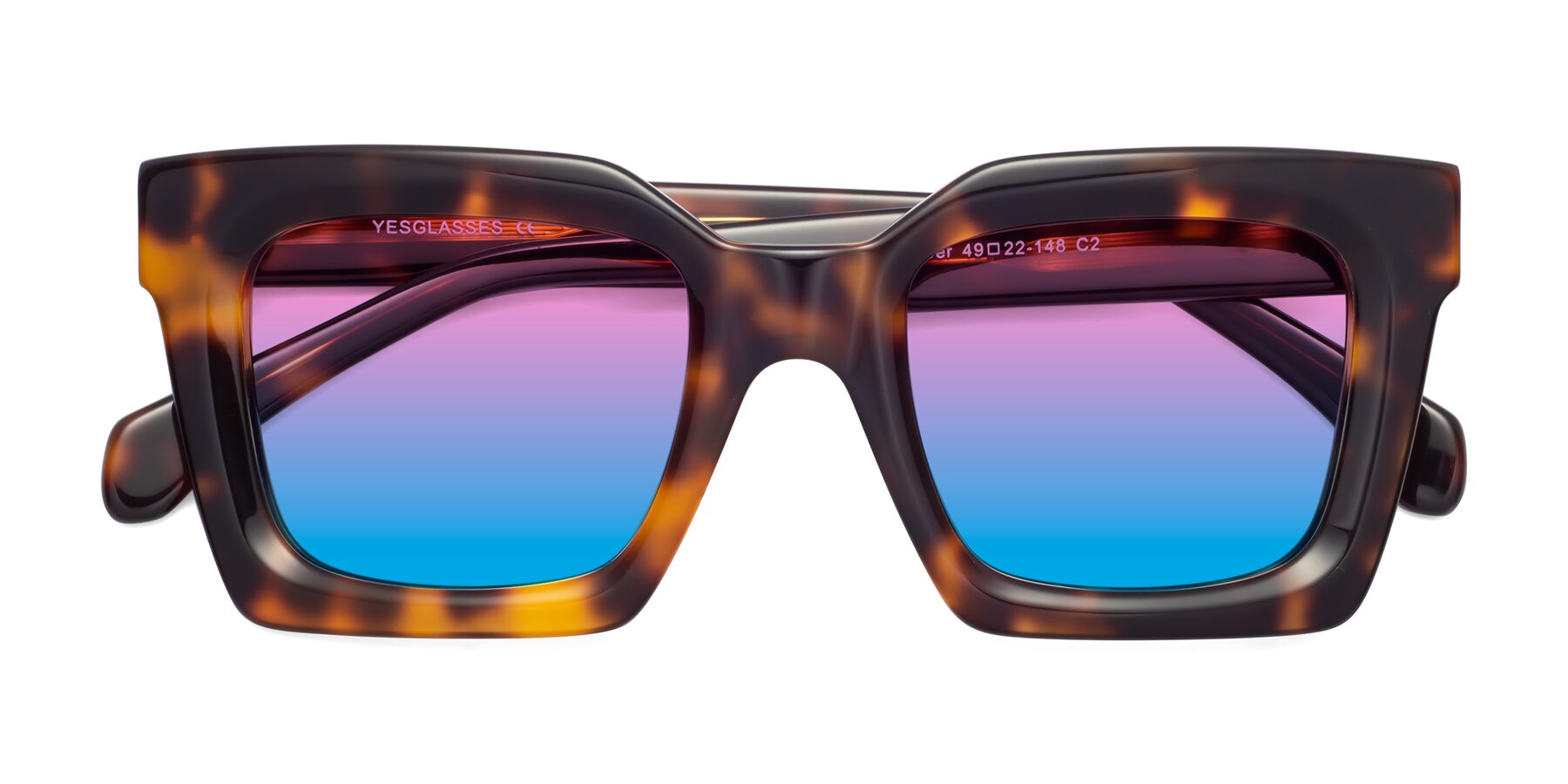 Folded Front of Piper in Tortoise with Pink / Blue Gradient Lenses